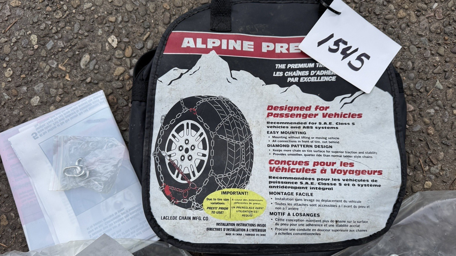 1545 Alpine Premier Diamond Pattern Snow Tire Chains Never Used