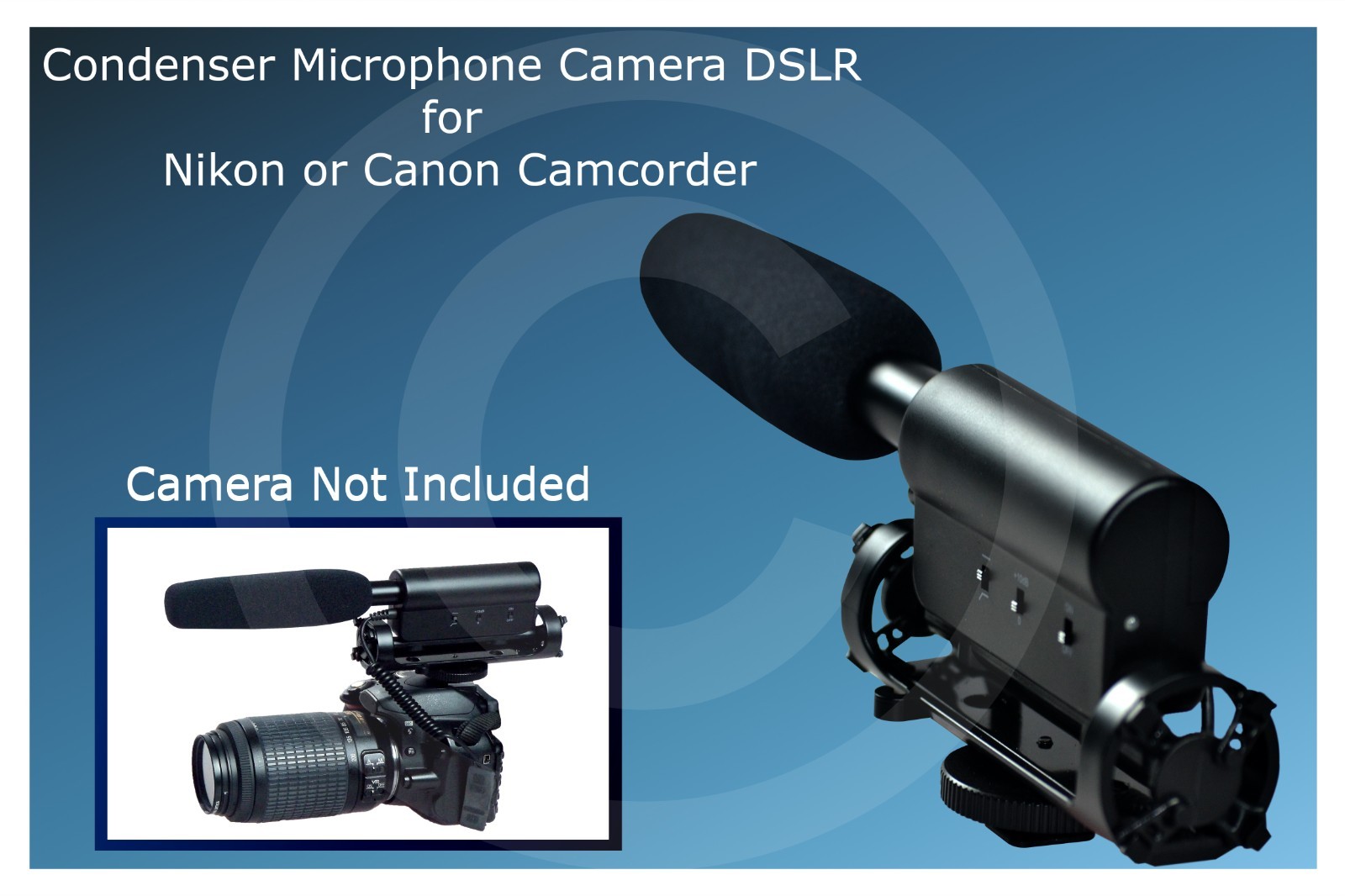 Condenser Recording Microphone for DSLR Cameras – Nikon & Canon Compatible