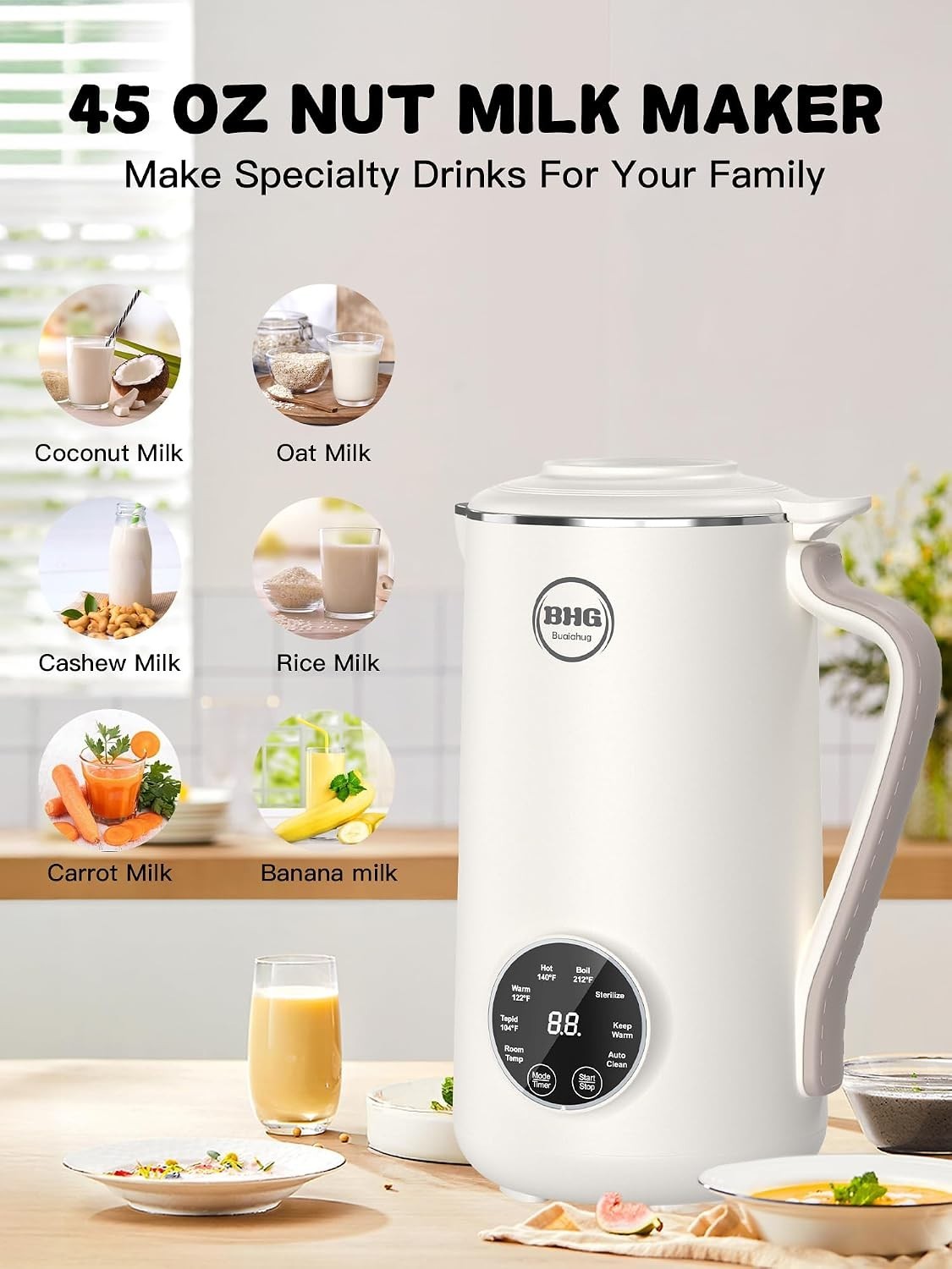 40oz Nut Milk Maker Machine Multifunctional Automatic 10 Blades Beverage Maker