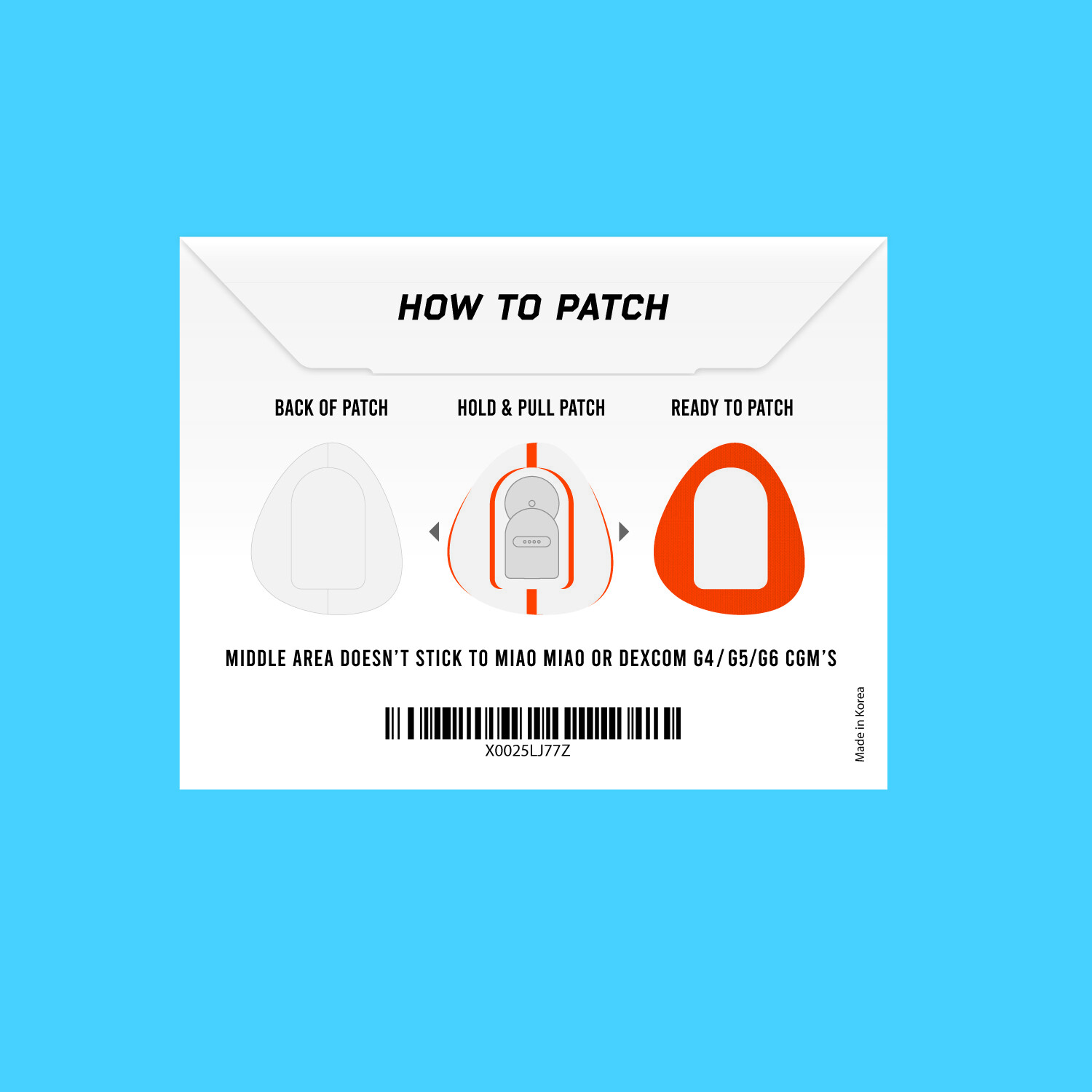 Not Just a Patch CGM Patch Dexcom G4/G5/G6 or MiaoMiao Libre Orange 20 Pack