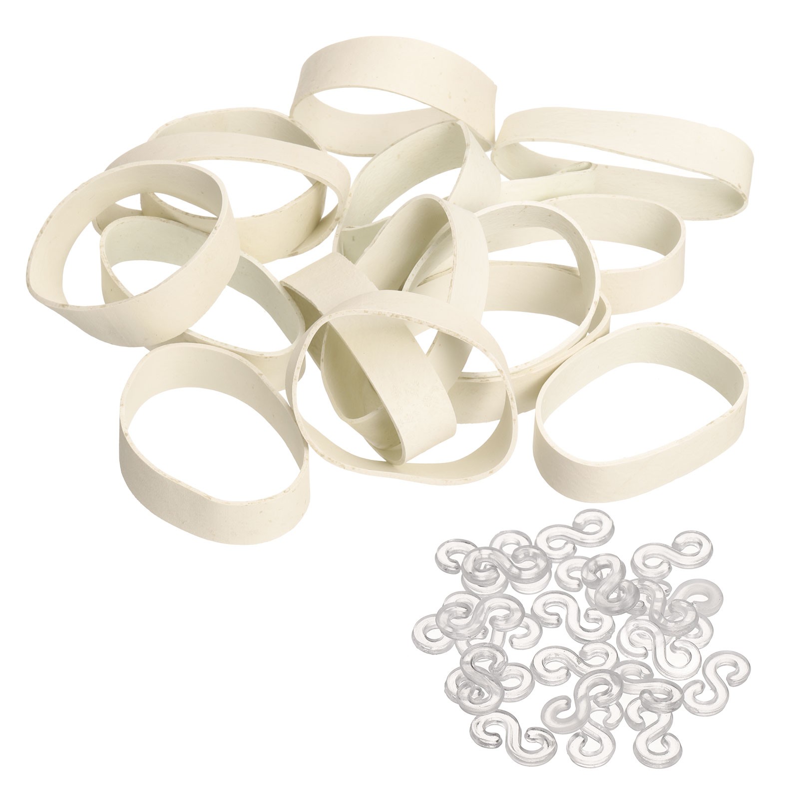 80Pcs Rubber Bands, 3.15x0.59 Inch Elastic Bands Cable Ties for Office, White