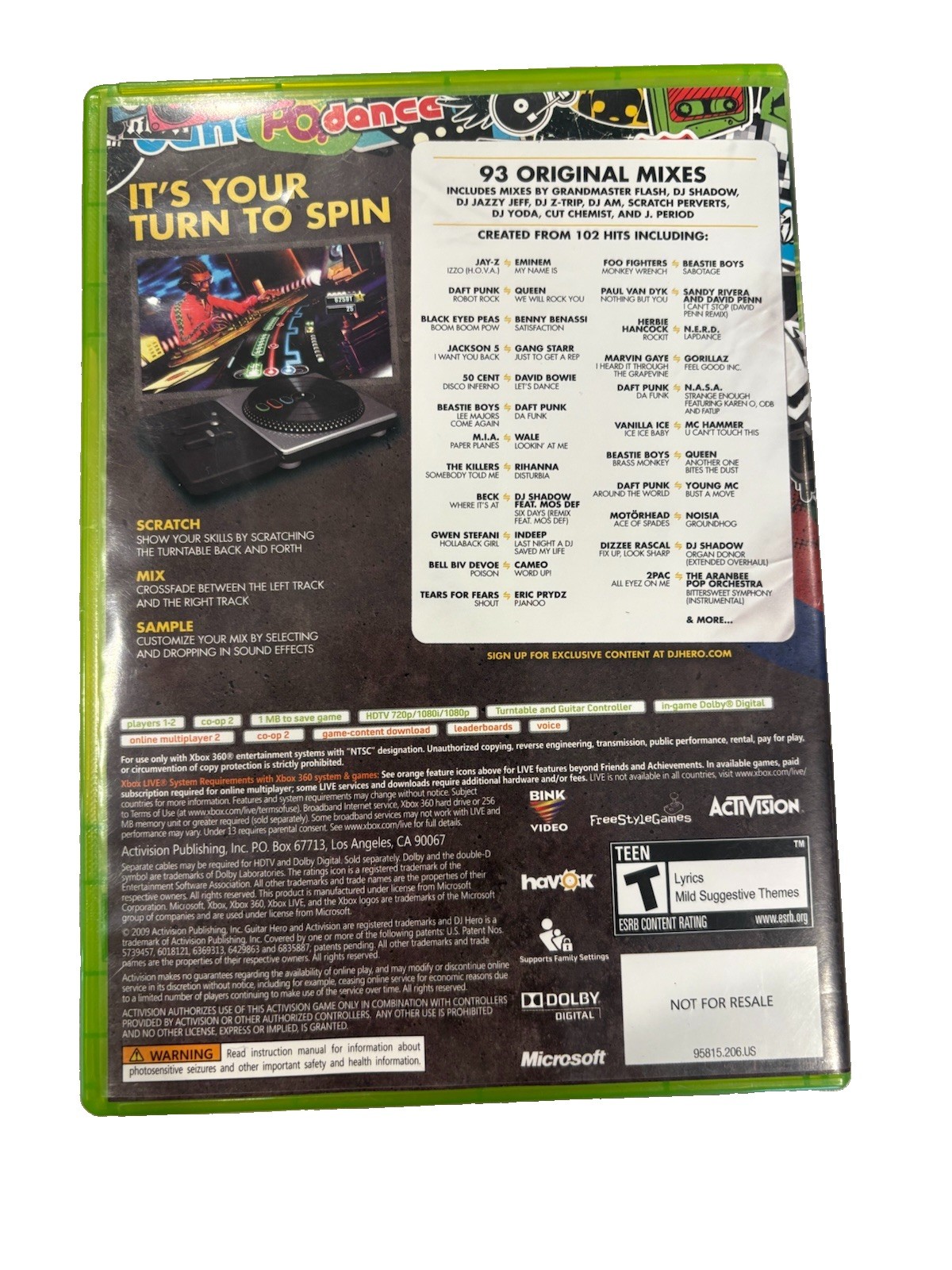 Microsoft Activision DJ Hero Xbox 360 Game + Wireless Turntable Bundle