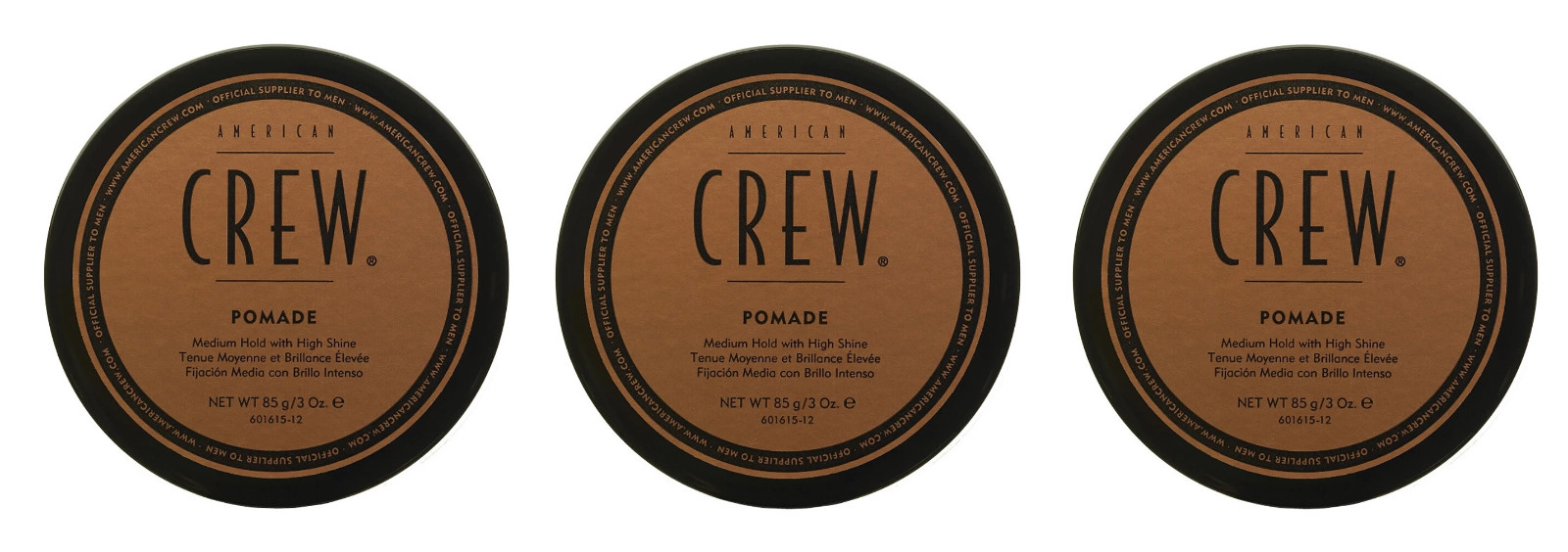 American Crew Pomade, Medium Hold, High Shine, 3 oz (3 Pack)