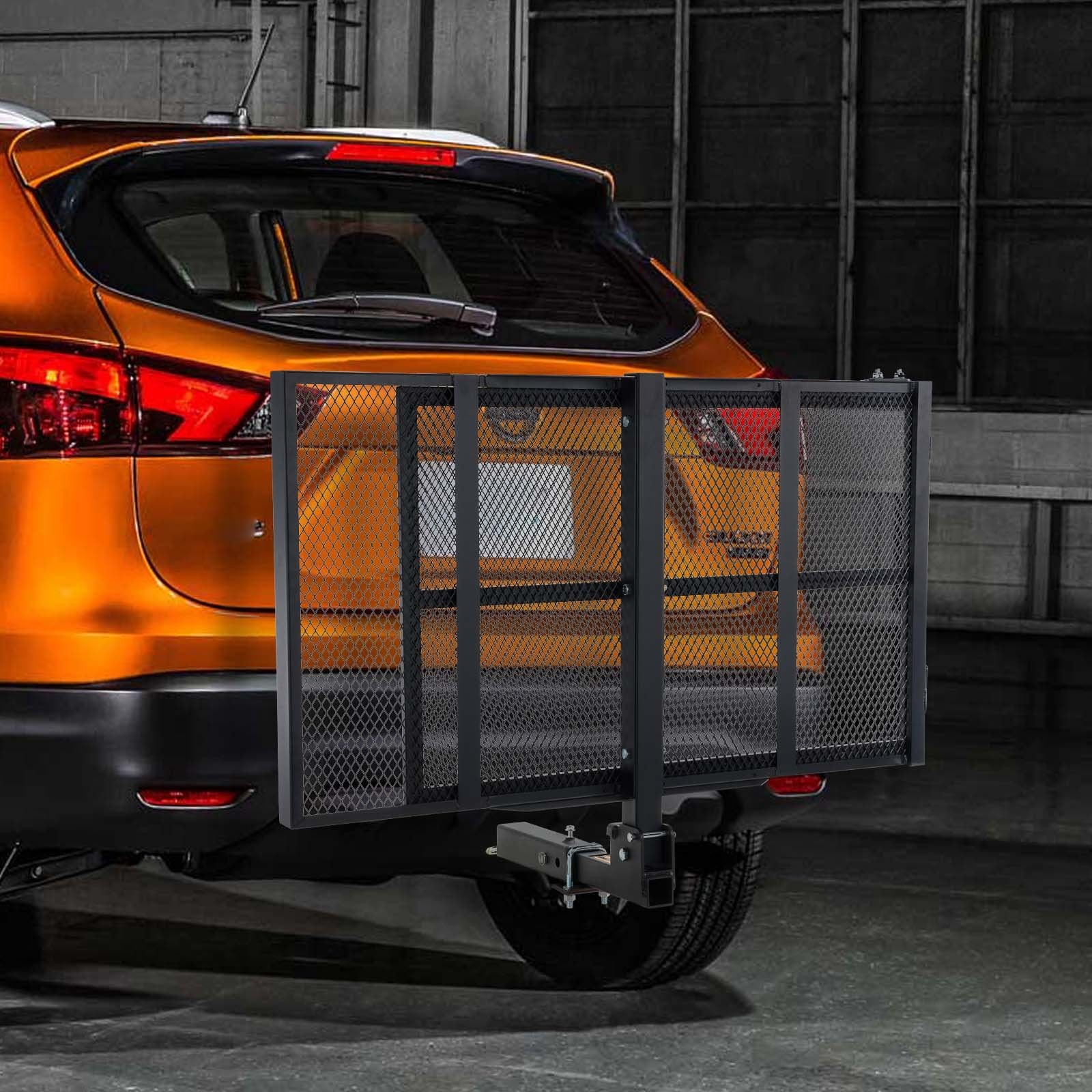 Hitch Mount Cargo Carrier, Iron Hitch Cargo Rack With Folding Ramp