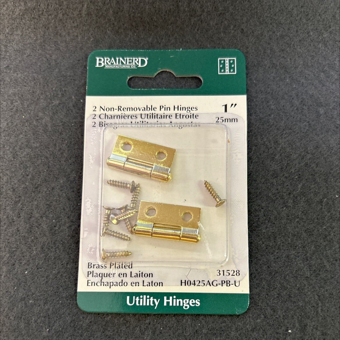 (12 Pack) Pair of Butt Hinges Brass Plated 1" X 1" Square