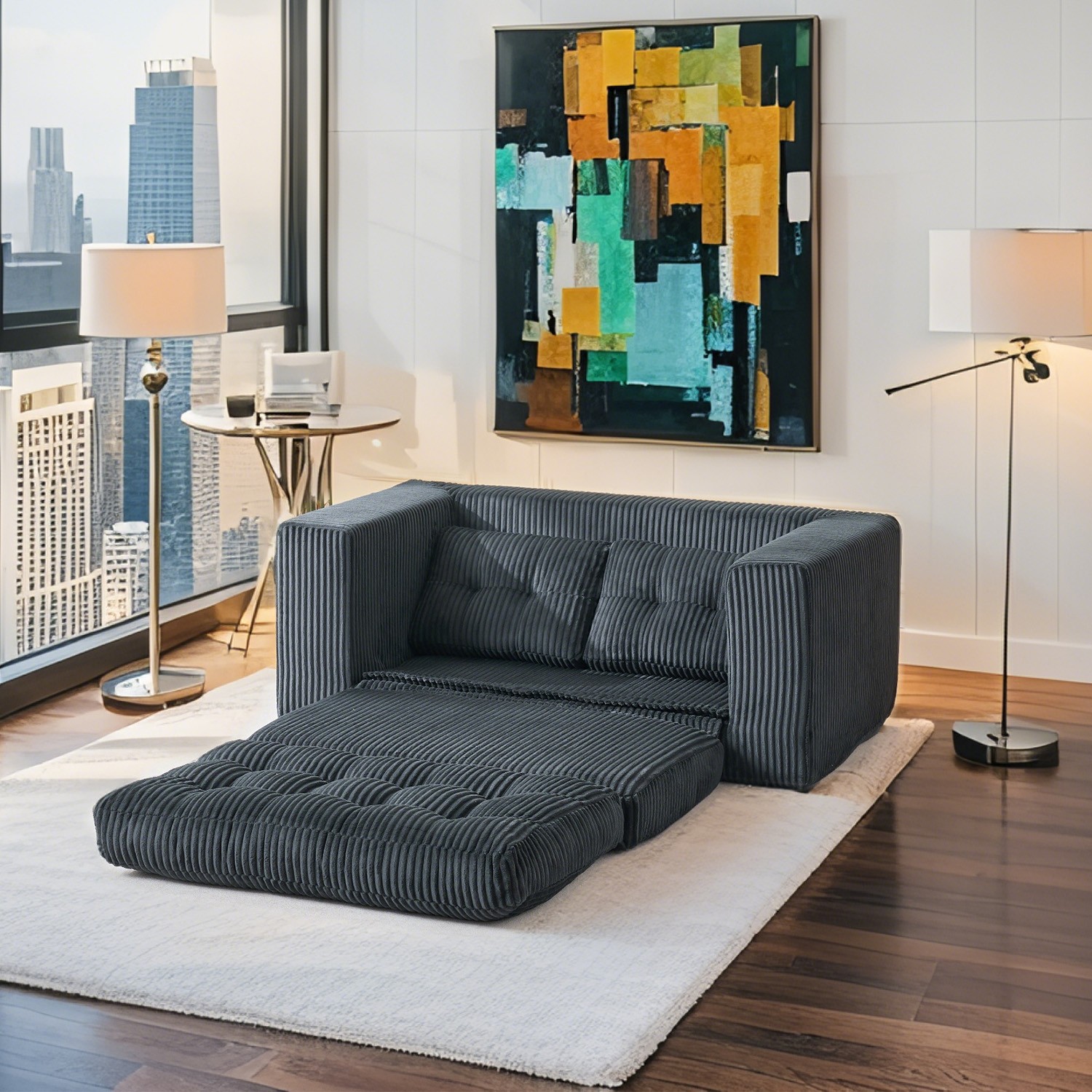 Loveseat Sofa Bed with Memory Foam & Steel Frame - No Assembly, Convertible