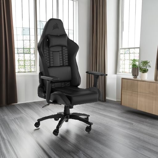 TC100 Relaxed Gaming Chair - Leatherette - Racing-Inspired Design- Black