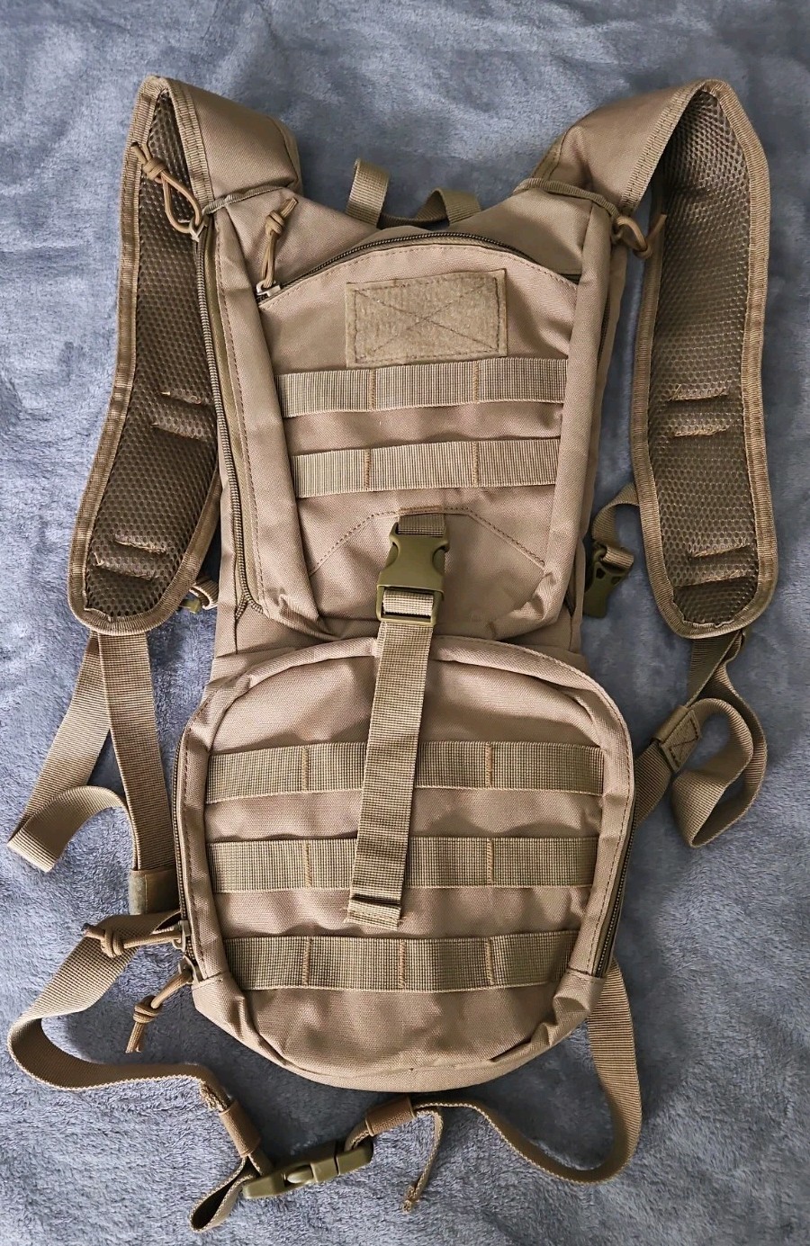 Tactical Tan Hydration Hiking Backpack With MOLLE Webbing Bladder Not Included