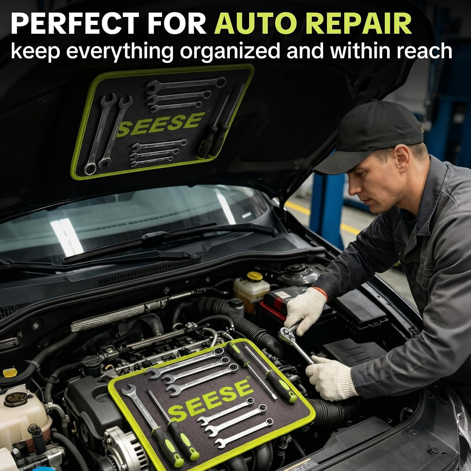Flexible Magnetic Tool Mat: Features 8 Powerful Magnets for Holding Tools & Meta
