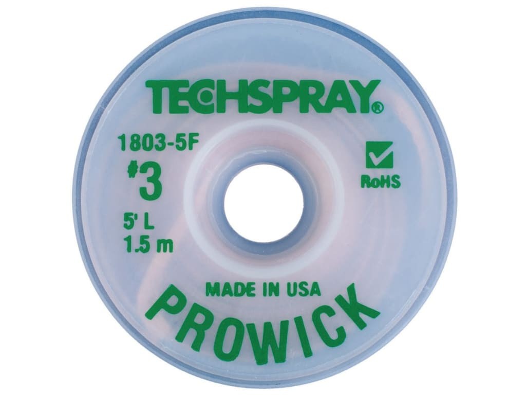 Techspray 1803-5F - Desoldering Braid Pro Wick #3 Green .075 inch