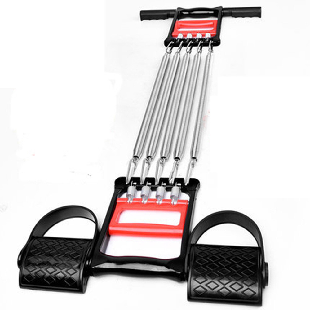 5 Springs Chest Arm Expander Pull Exerciser Equipment Plastic Handle Red Black