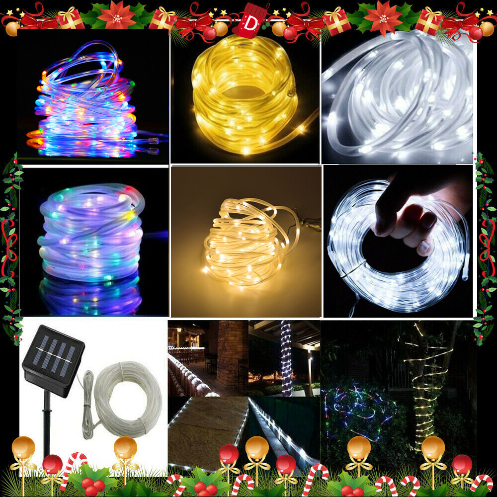 Solar Rope Tube Lights String Light Waterproof Outdoor Garden Lamp 32FT 100 LED