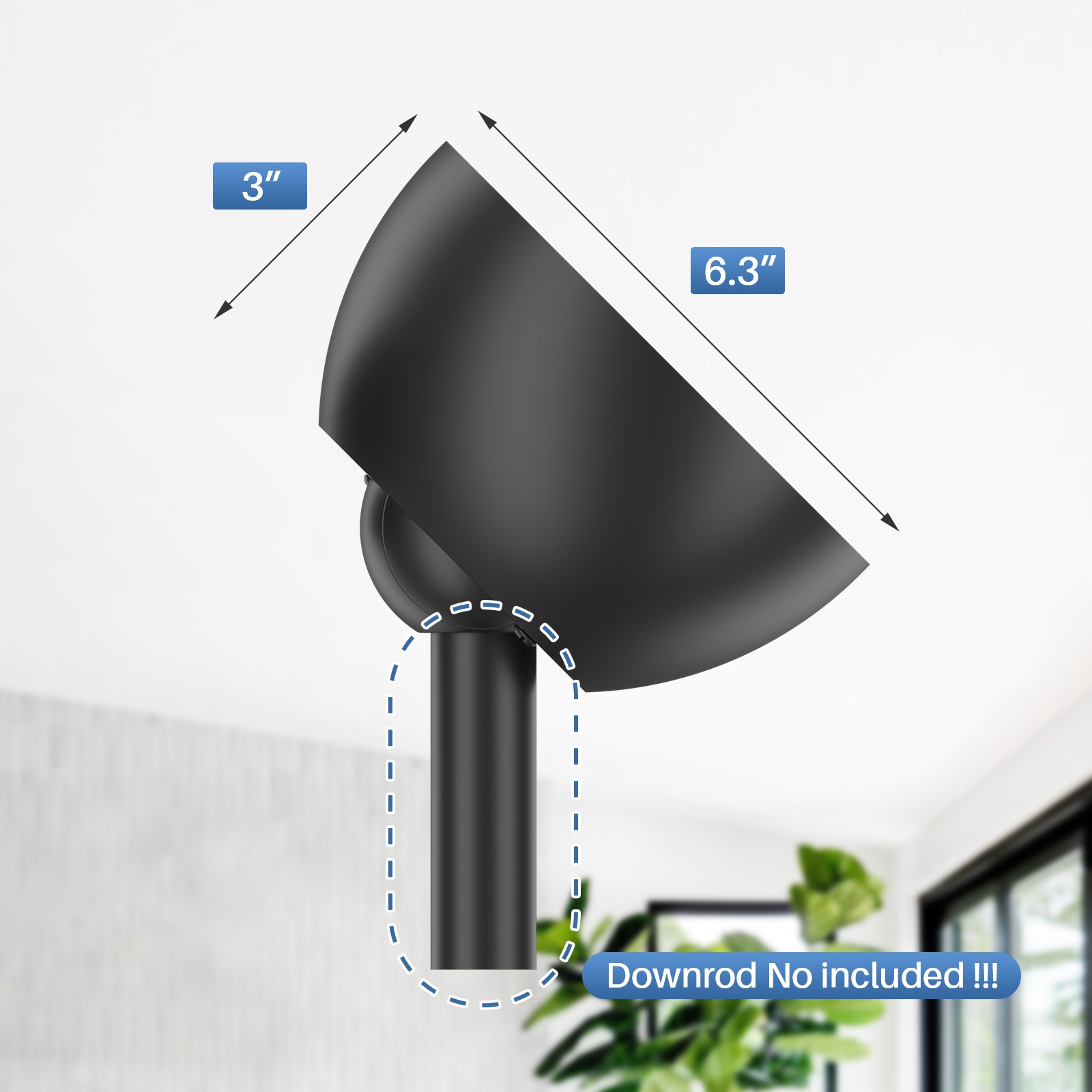 Sofucor Ceiling Fan Sloped Ceiling Adapter Weathered Steel Matte Black Finish