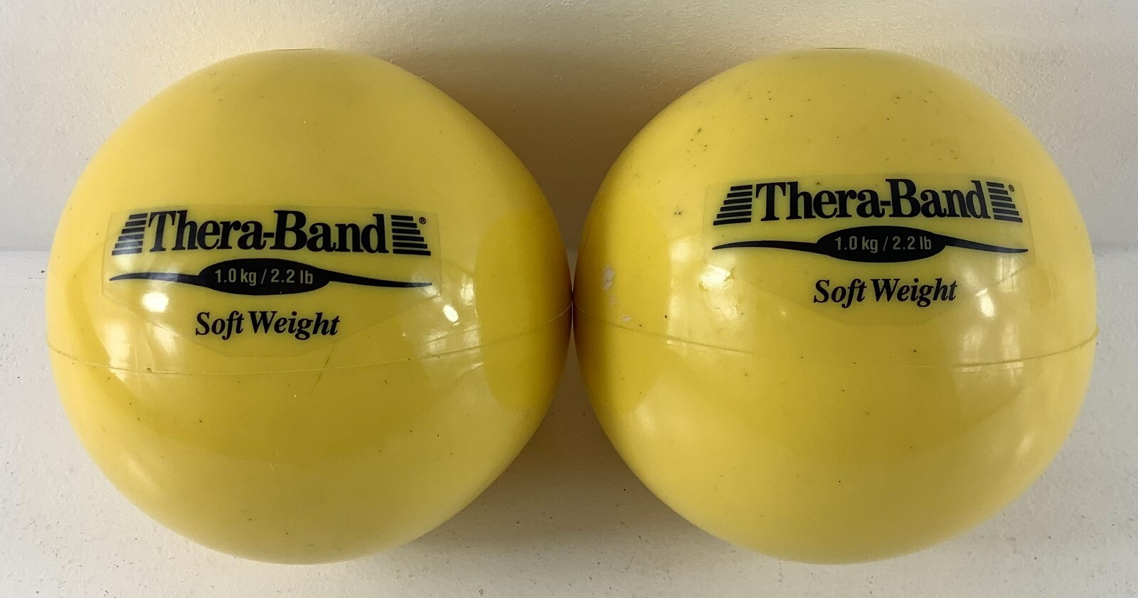 2 - Thera-Band 1.0kg / 2.2lb Soft Weight  Exercise Balls Yellow Easy Grip