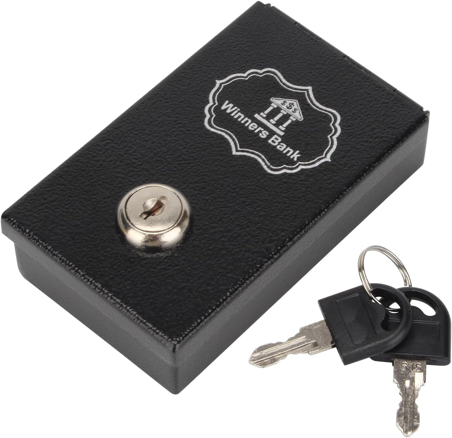 Portable Metal Safe for Gamblers with 2 Keys - Mini Cash Box, Black