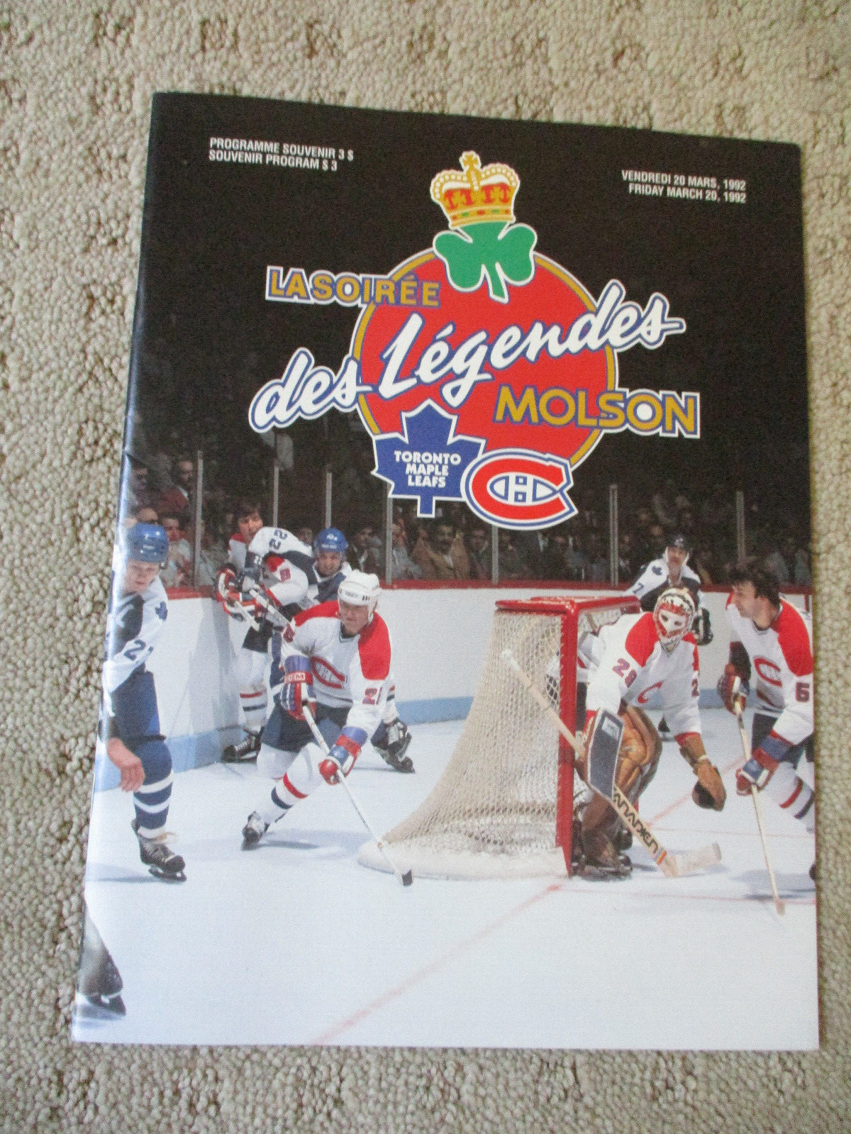 1992 MOLSONS LEGENDS NIGHT HOCKEY OLD-TIMERS PROGRAM TORONTO vs MONTREAL