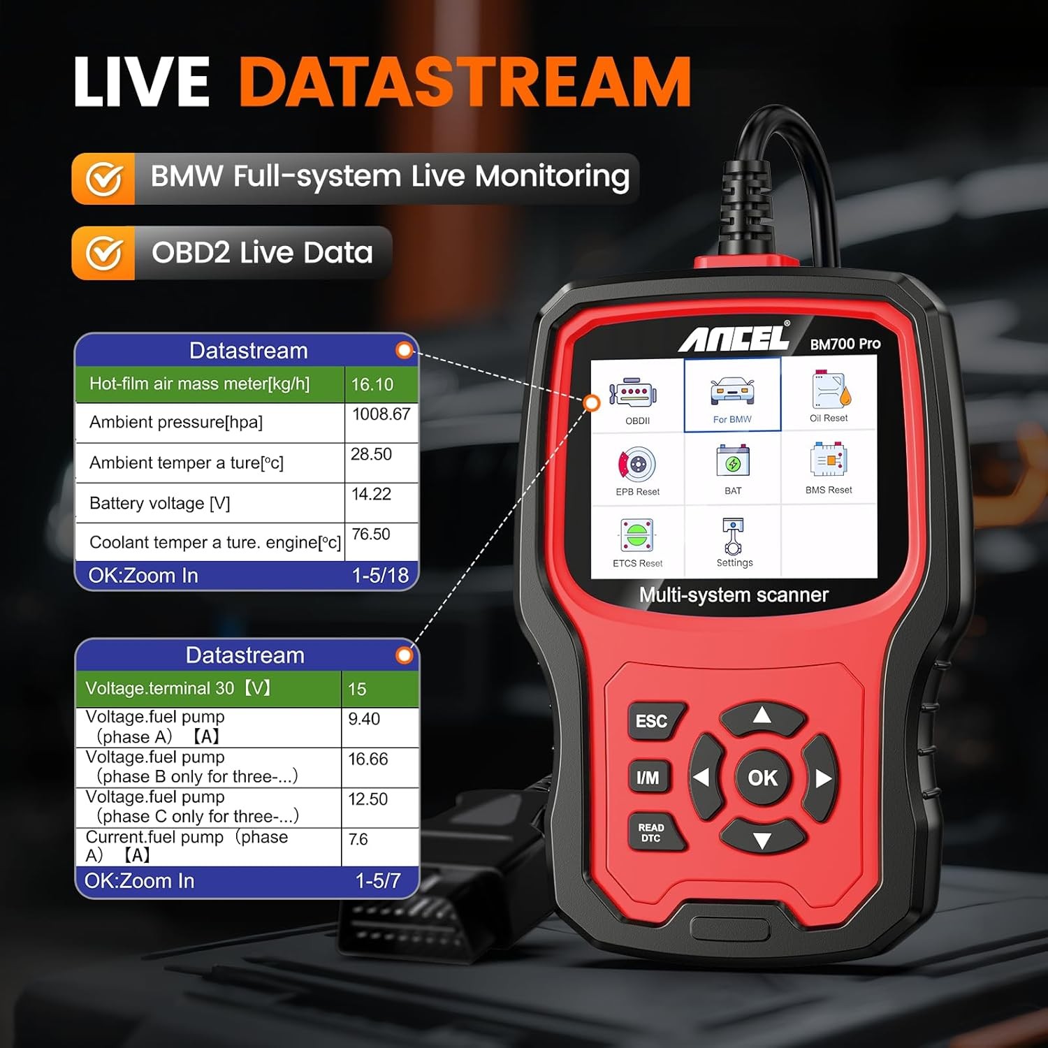 ANCEL BM700 Fits for BMW/Mini/RR Scanner Battery Registration Tool Code Reader