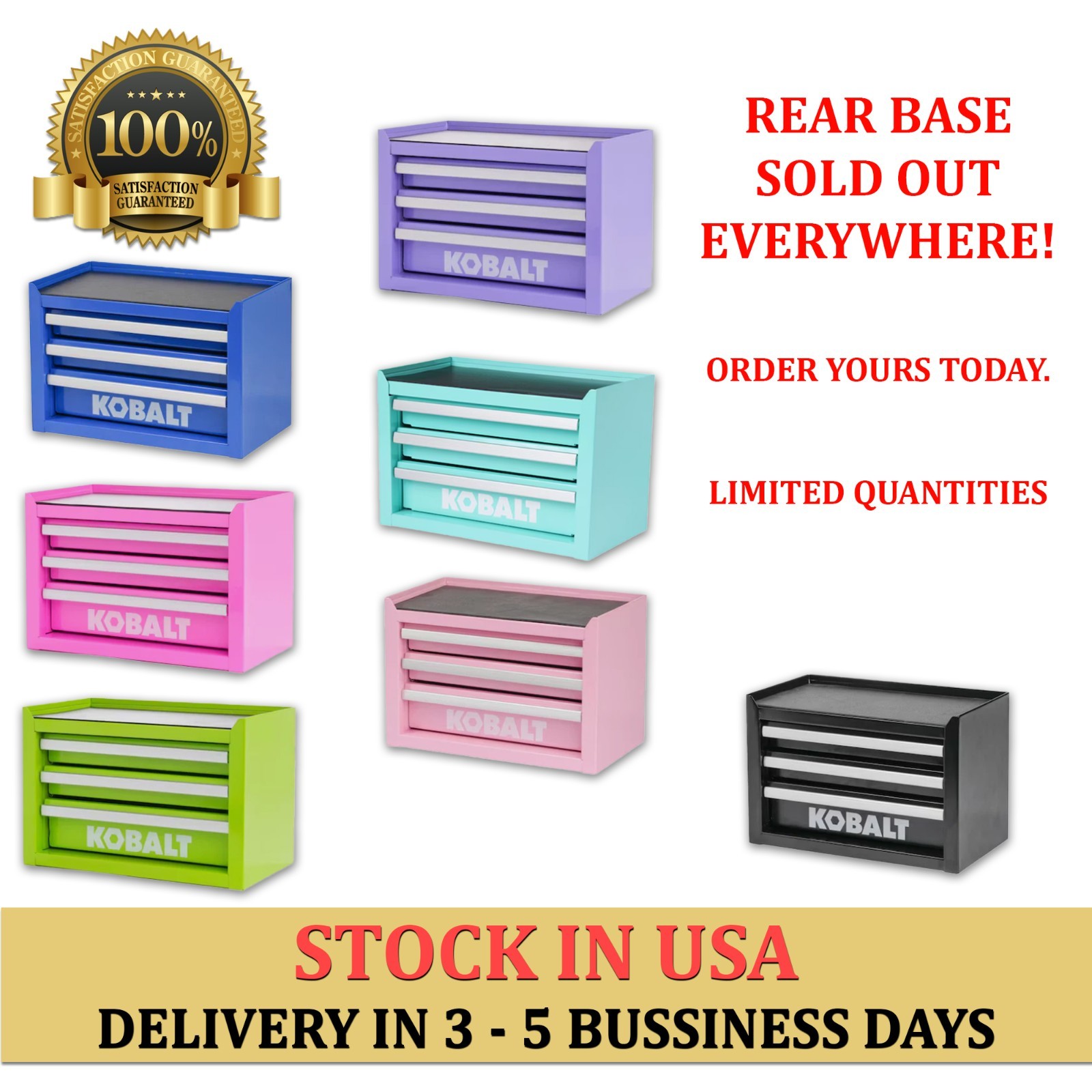 Kobalt Mini 3 Drawer Steel Tool Jewelry Box Hard To Find Rare Base Sold Out New