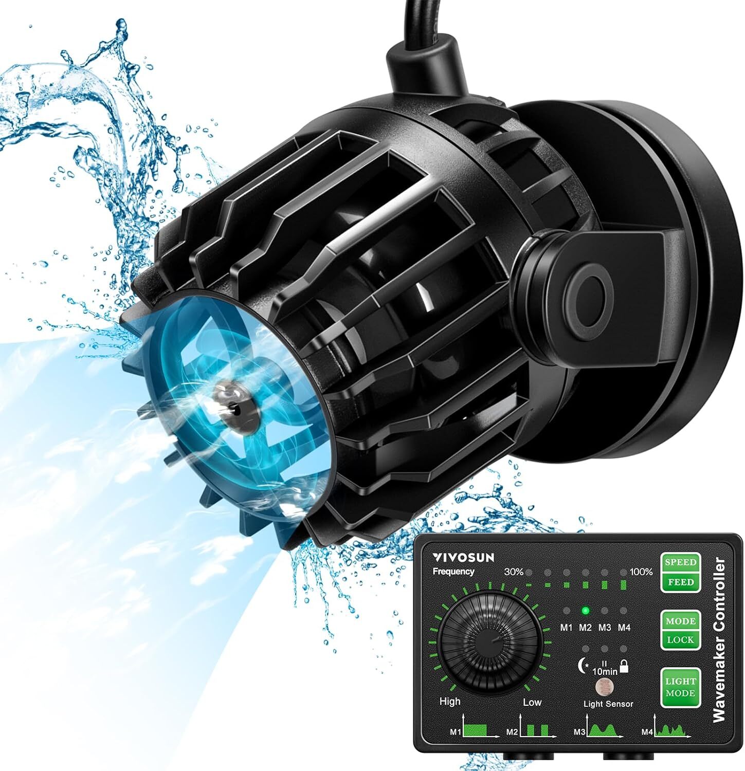 VIVOSUN 40W 3432GPH Aquarium Wave Maker Circulation Pump w/ Controller 60-150gal