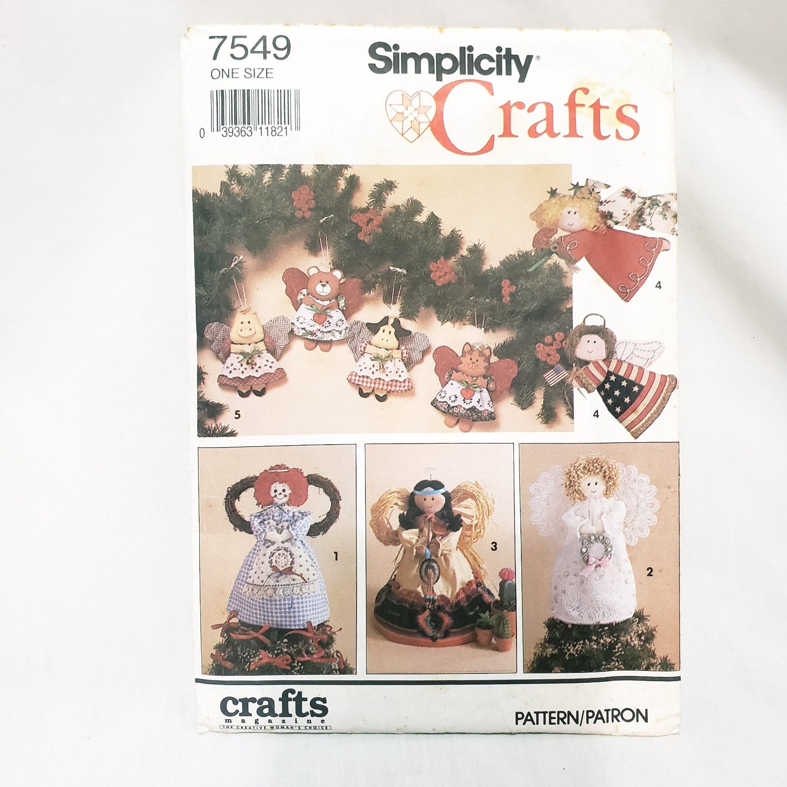 Angel Tree Topper or Standing Christmas Ornaments Simplicity 7549 Pattern Uncut