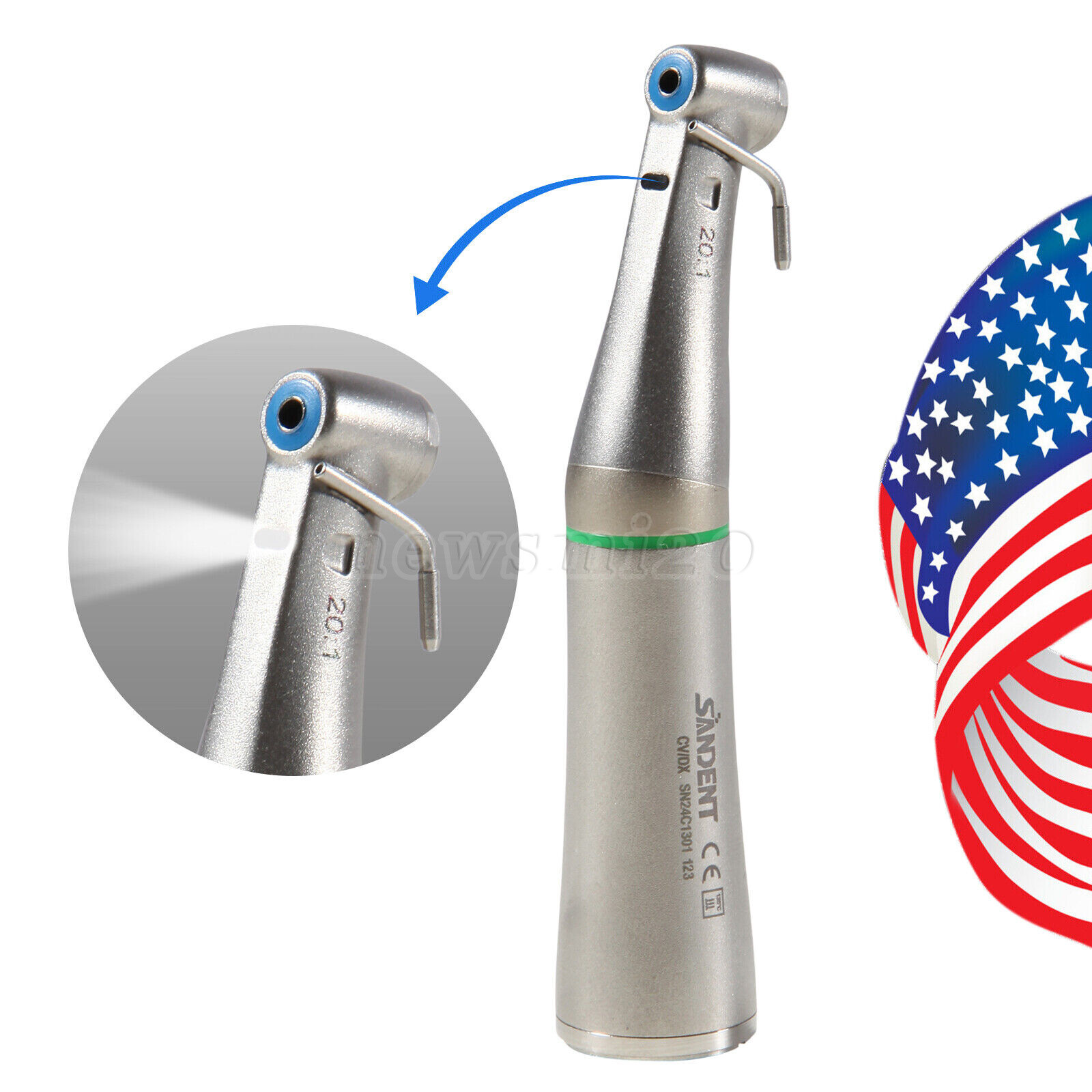 20:1 Reduction Push Low Speed Handpiece Contra Angle for Dental Implant LED ns