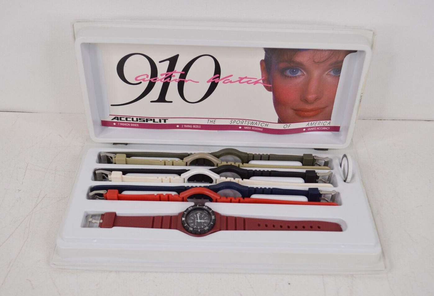 Accusplit Sports Timing Stopwatch Set w/ 6 Multi-Color Bands 1980s 1990s NEW