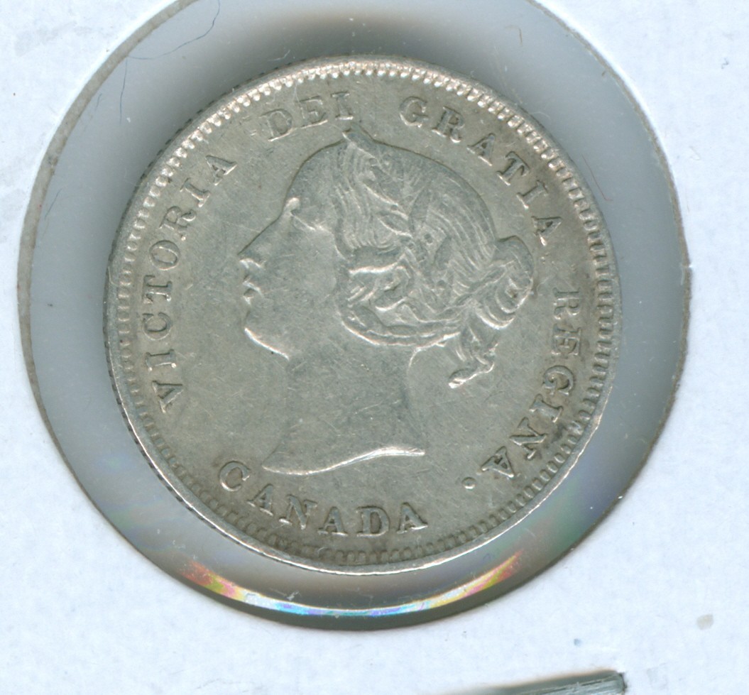 CANADA 1896  FIVE CENT SILVER --VF/XF
