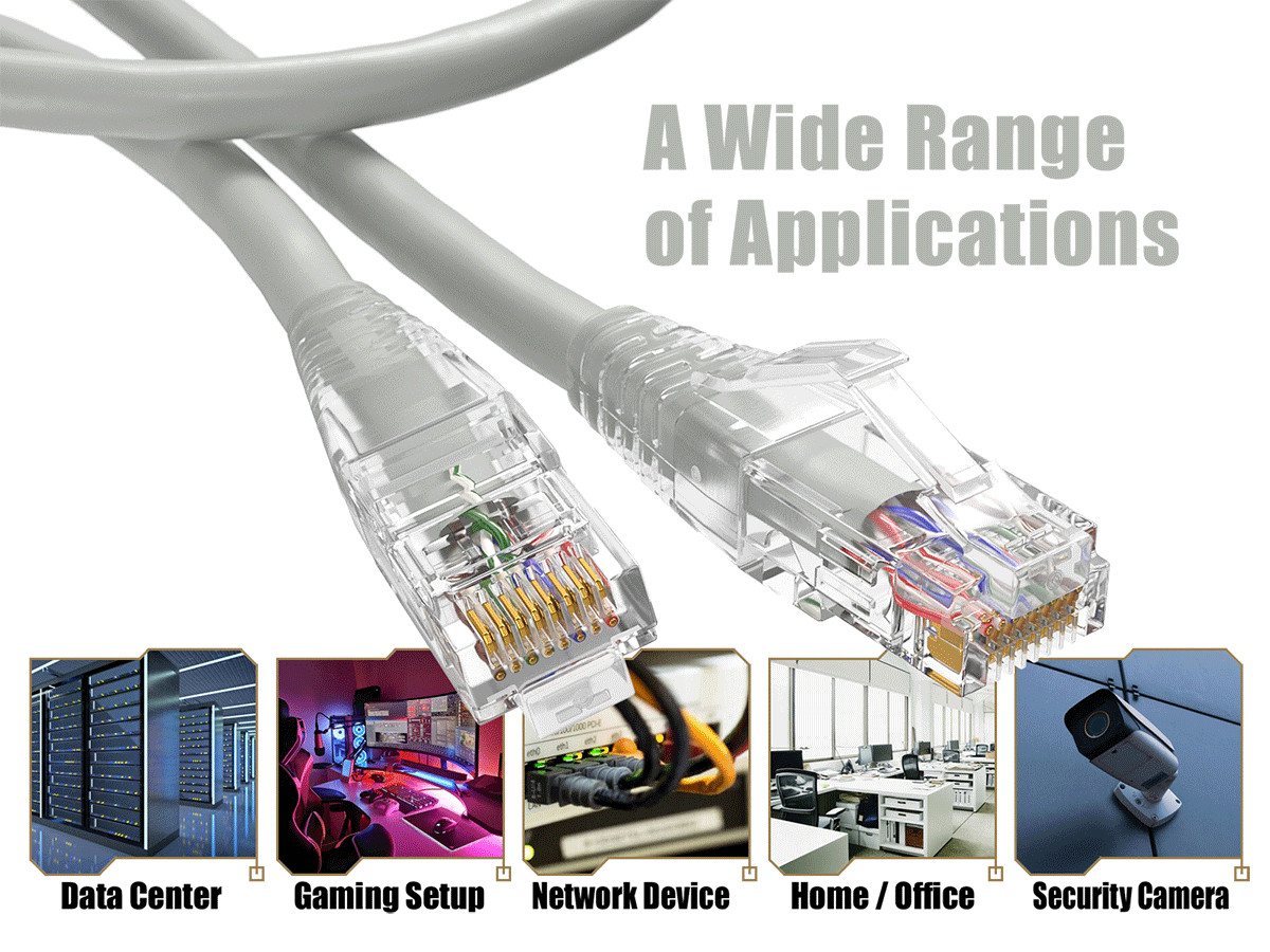 3ft Cat6 Ethernet Patch Cable with Clear Boot, UTP, Pure Bare Copper, Gray