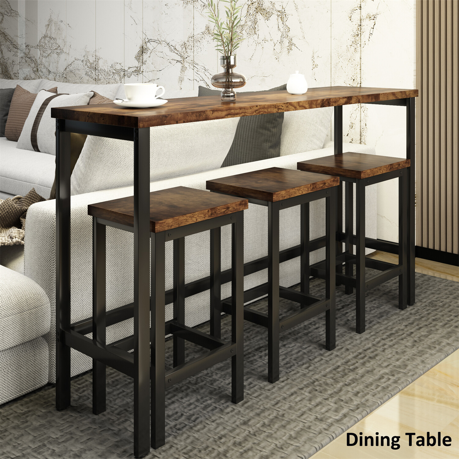 4 Piece Dining Set Table & 3 Chair Home Kitchen Room Breakfast Furniture