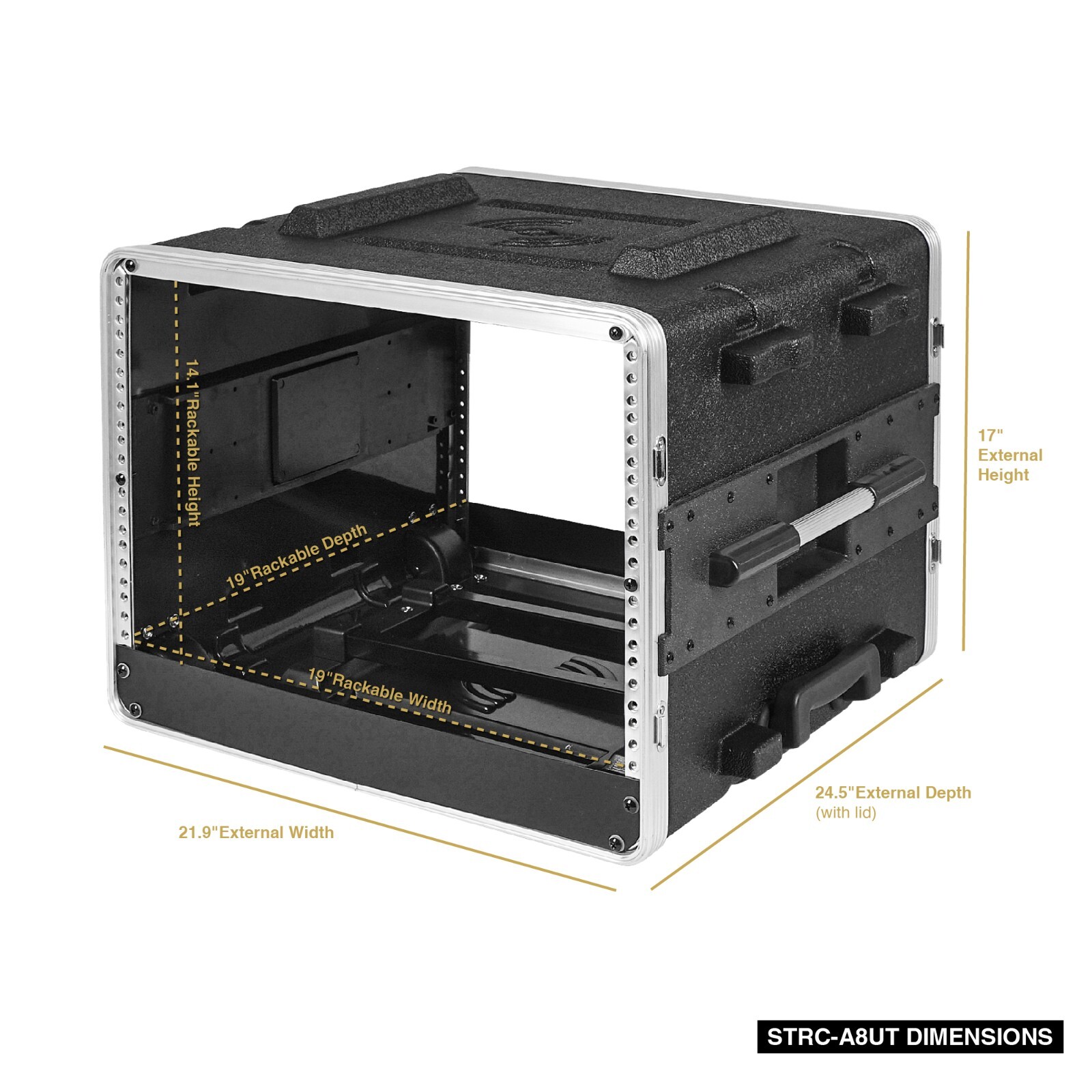 Sound Town Lightweight 7U Rackable space ABS,19” Depth (STRC-A8UT)