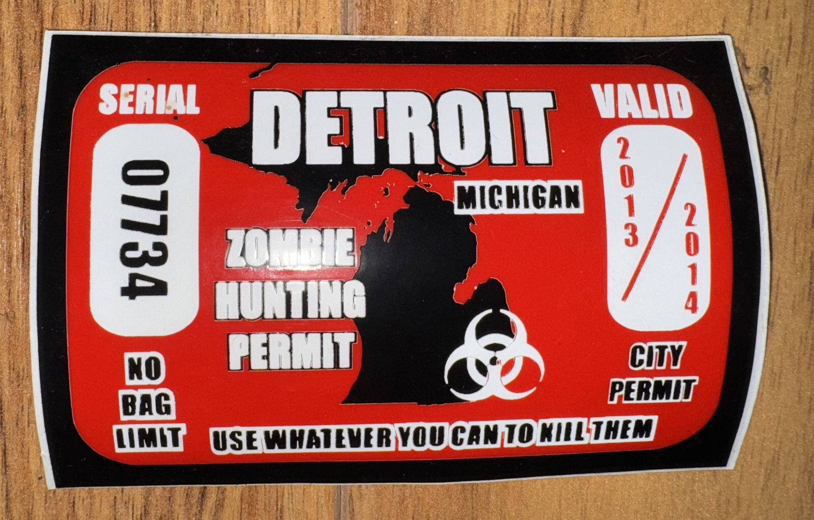 Zombie Hunter Large Morale Patch (4” x 4-1/2”) with Hooks and Sticker