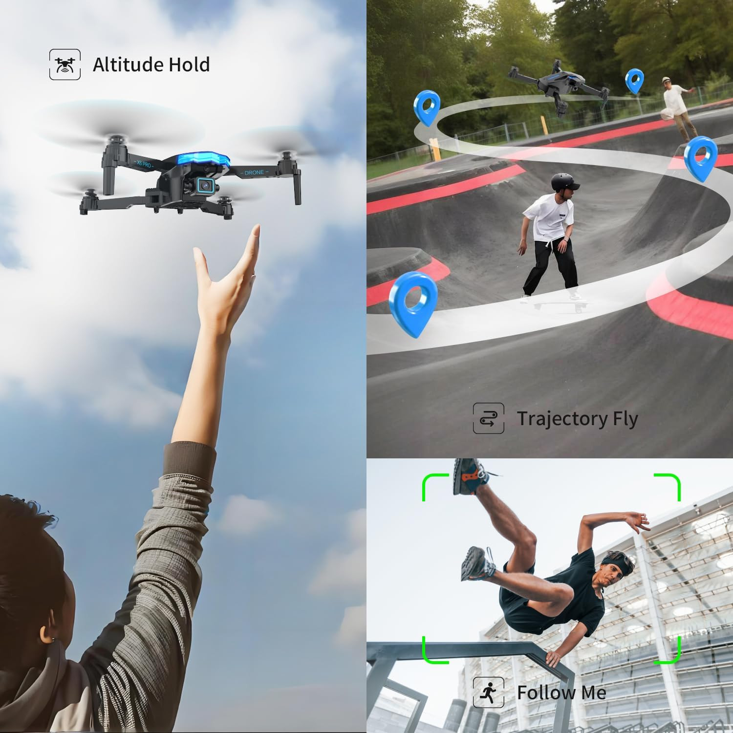 Drone with Camera 1080P with Brushless Motor Drone for Beginner, Long Fly Time,