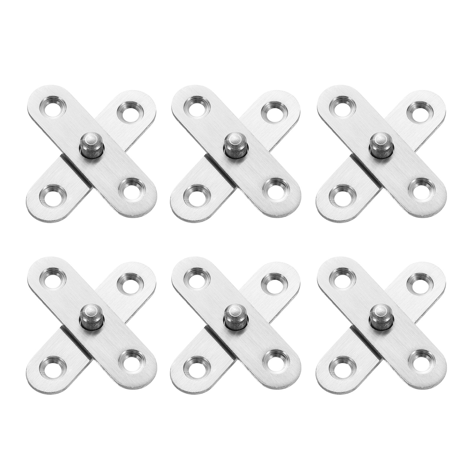 6Pcs 360 Degree Rotating Pivot Hinges 57 x 16.3mm Concealed Hinge Silver