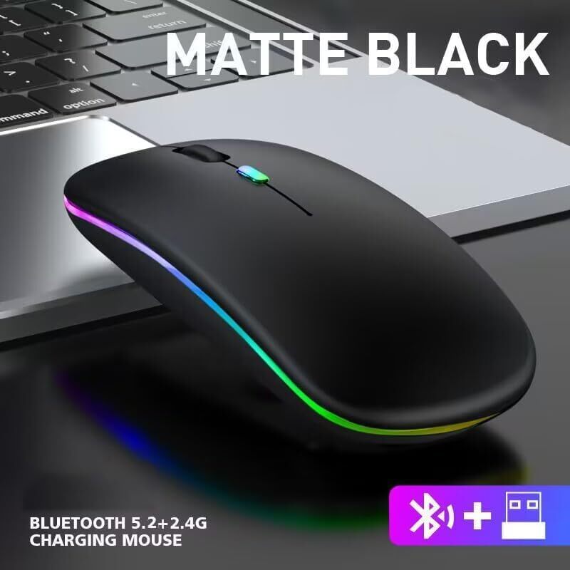10 Pack LED Wireless Bluetooth Mouse - Dual Mode, Silent & Rechargeable!