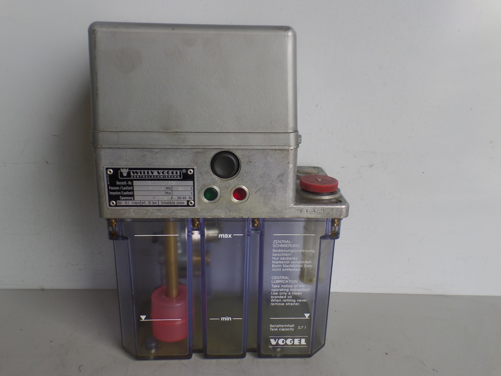 Willy Vogel 122-345-309 Lubrication Lube Pump 122345309 1-2048 Lot # 1063M Greg