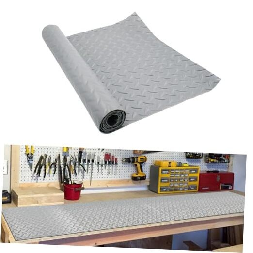 47.2'' x 15.7'' Work Bench Mat, Scratch-Resistant Non-Slip Steel Plate Texture