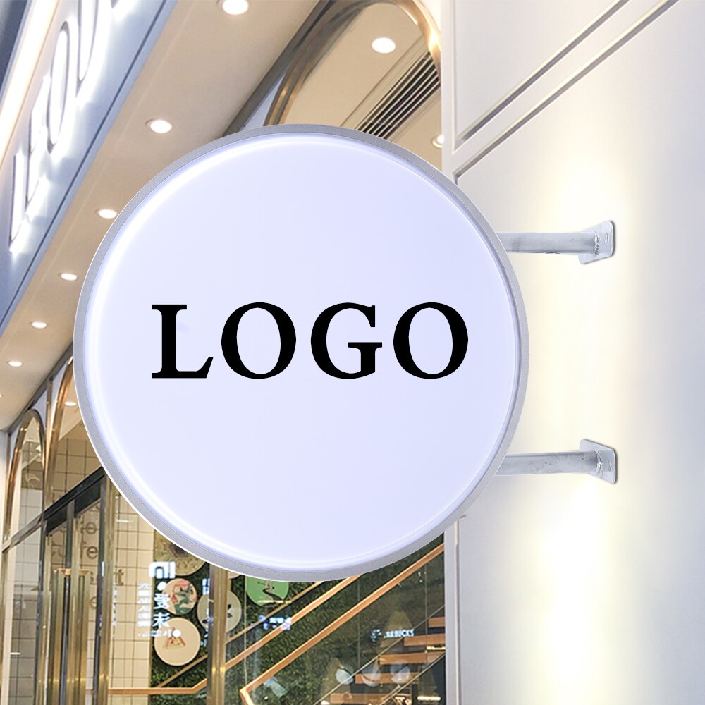 24" LED Double Sided Round Light Box Outdoor Sign Advertising Projecting Light