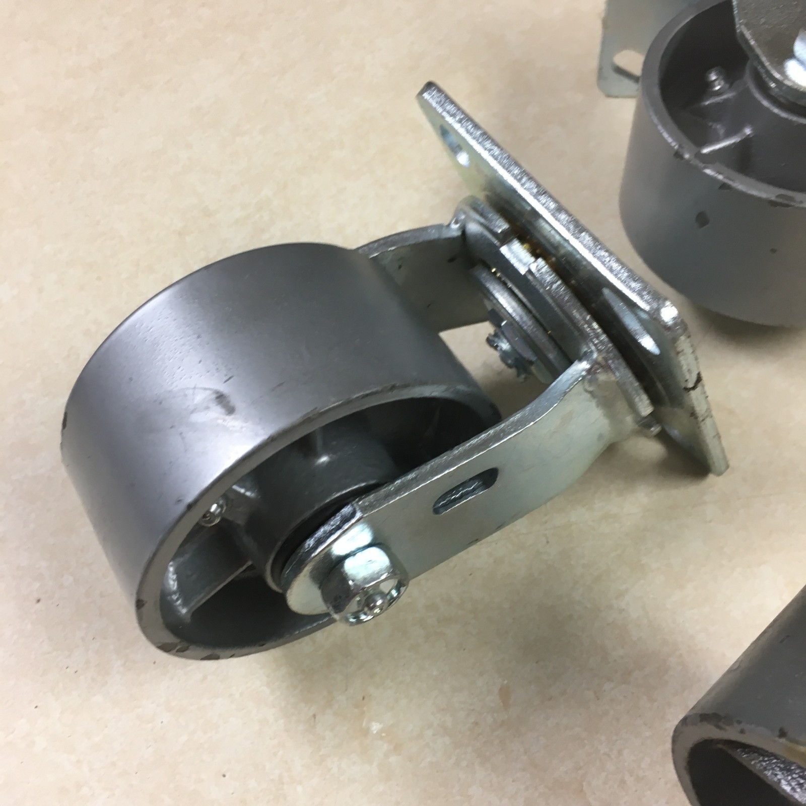 Wright 4" Steel Caster Wheel Set (2 Rigid, 2 Swivel) for Dumping Hoppers
