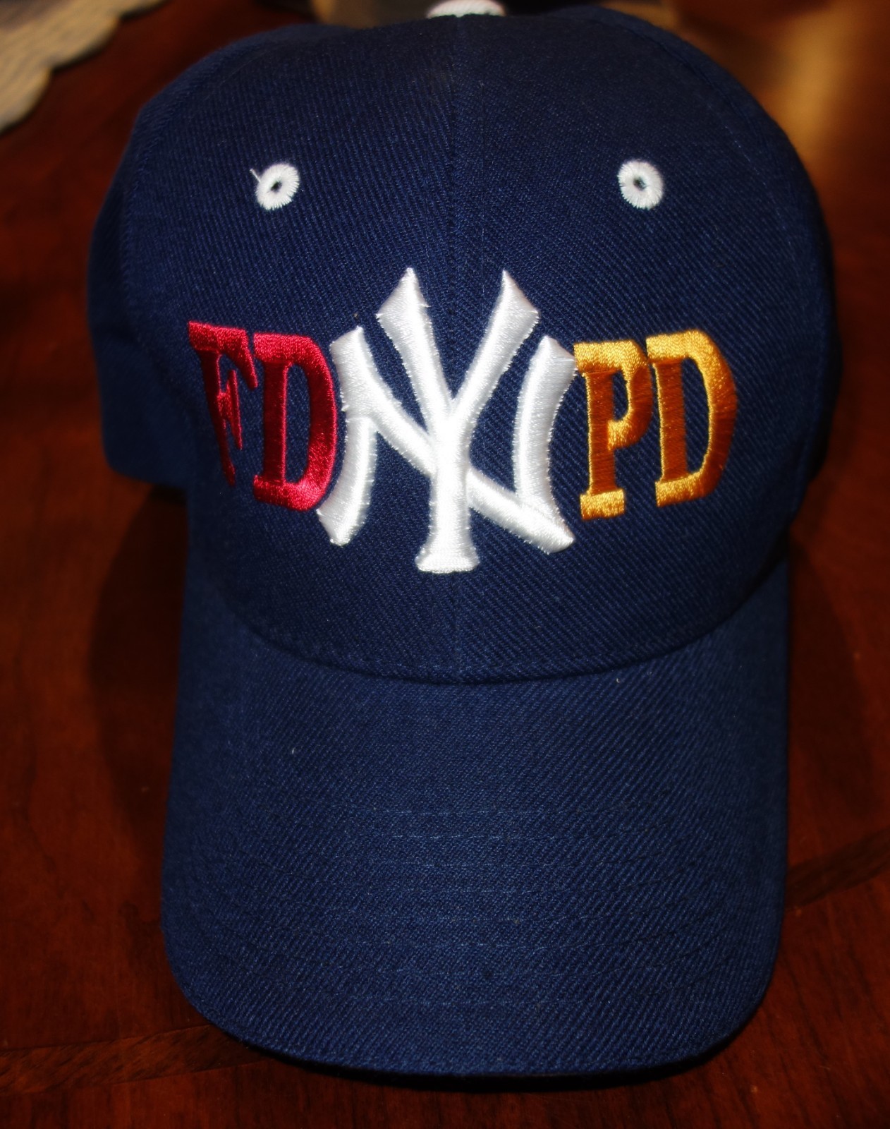New York Yankees MBL Baseball Navy Adjustable Hat - Navy "PD - NY - FD" New