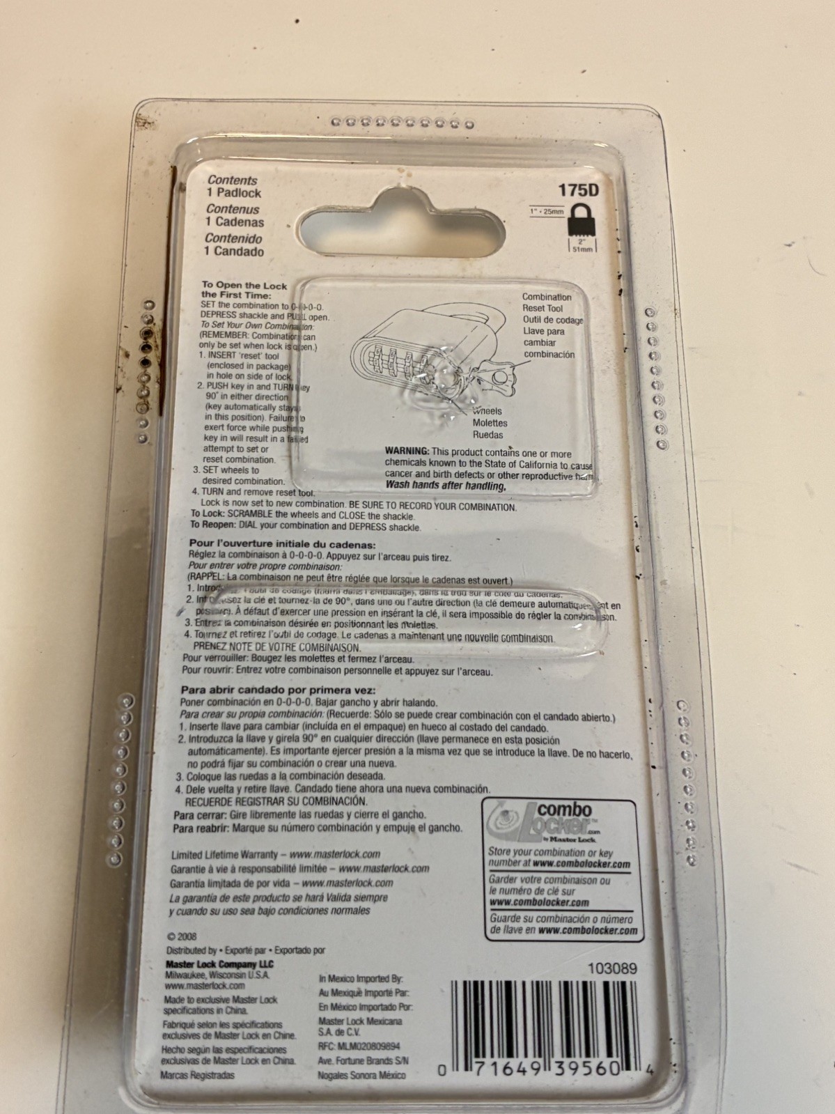 Master Lock 175D Combination Padlock