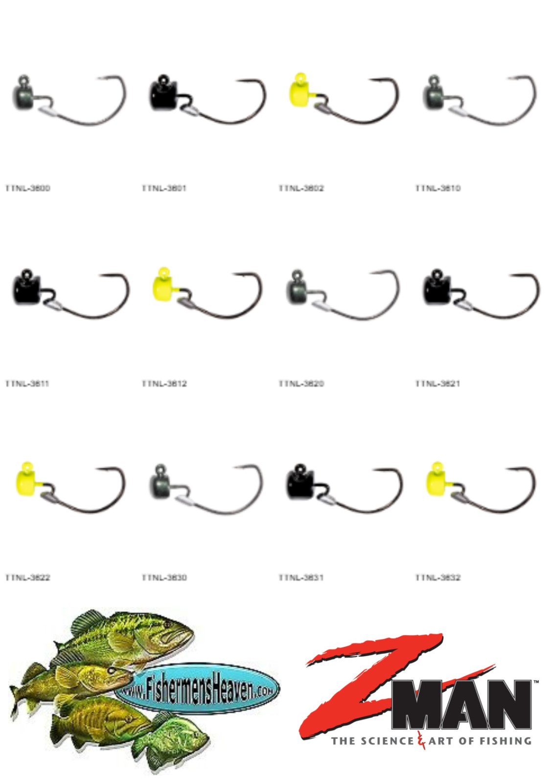 ZMAN NedlockZ Jigheads (TTNL) EWG HVY Mustad Ultrapoint Hook Pick Size / Color