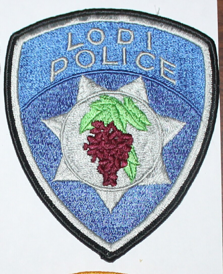 Old LODI POLICE San Joaquin County California Silver Letters Vintage CA PD #25