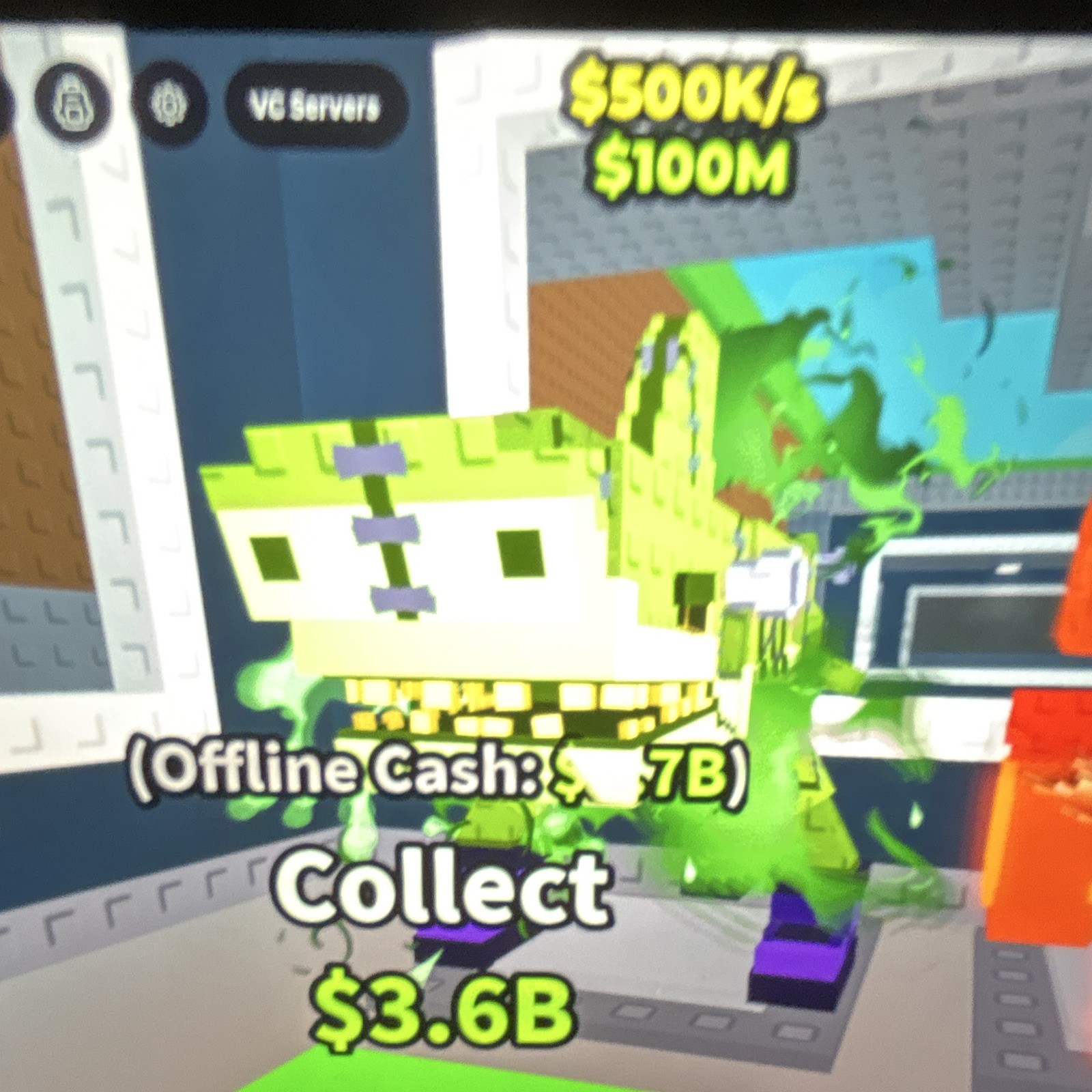 VC Servers Offline Cash $7B, Collect $3.6B, $500K/s $100M