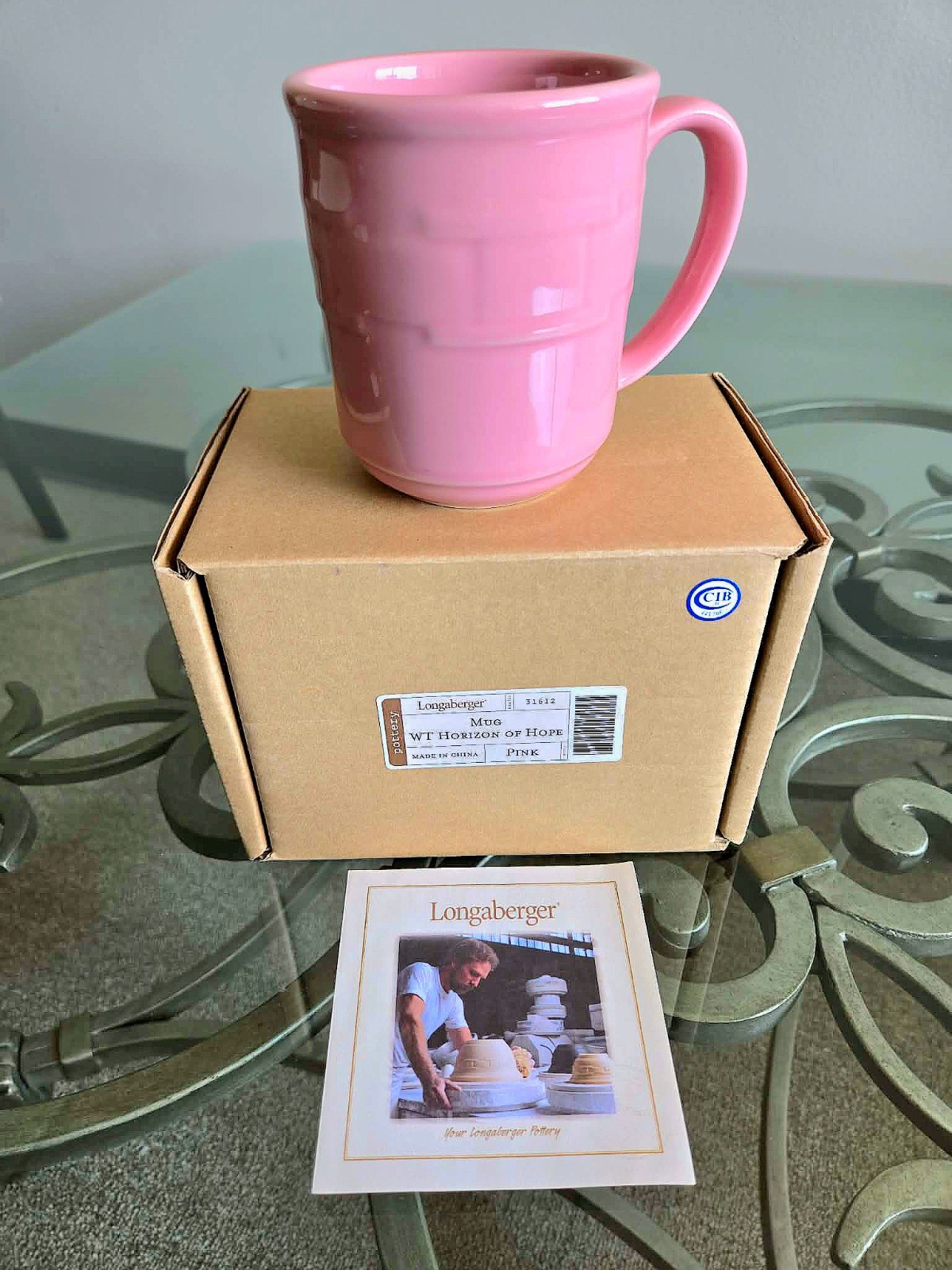 Longaberger Woven Traditions Horizon of Hope Pink Mug #31612