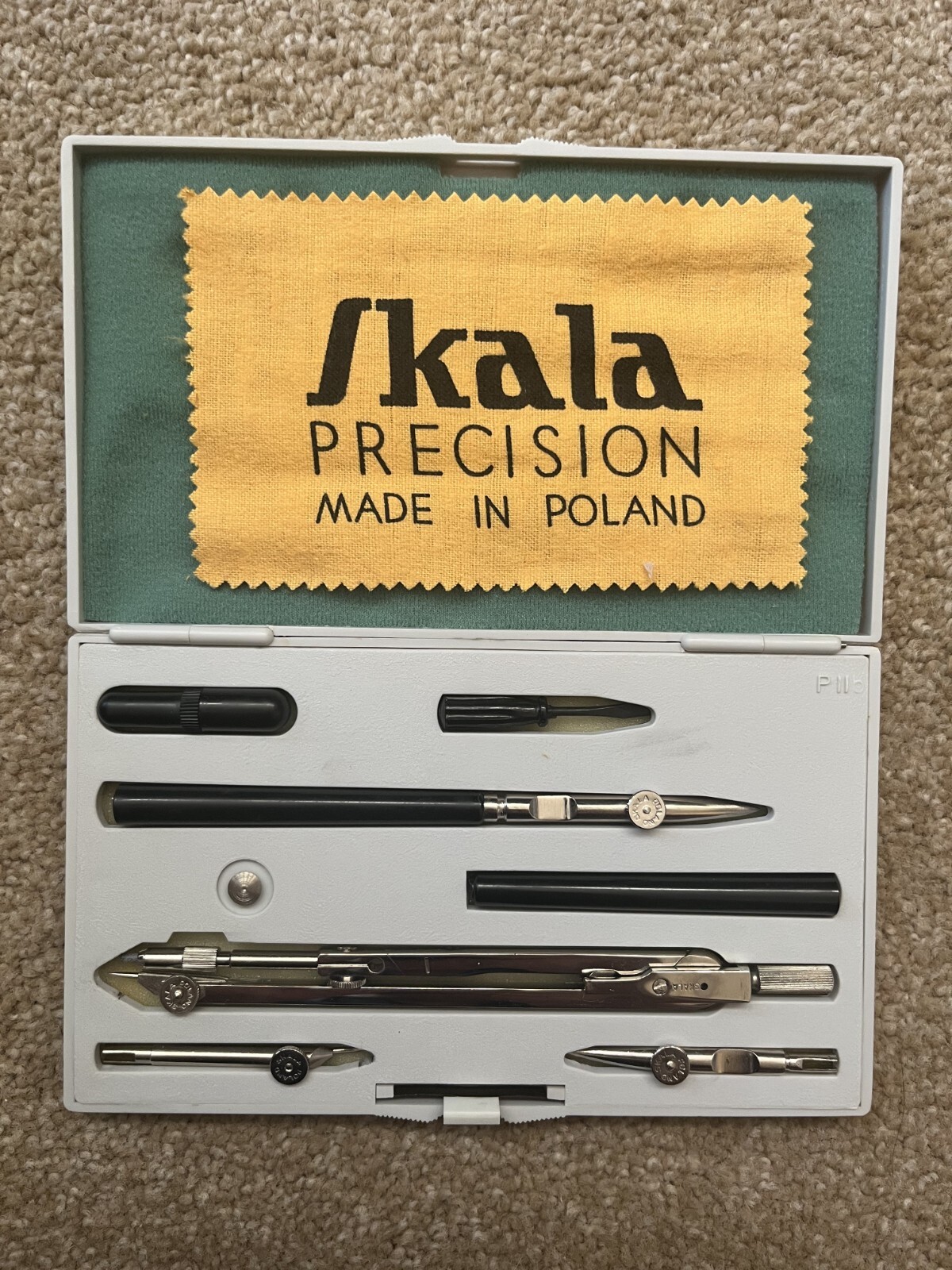 Vintage Skala PRECISION PT II b Technical Drafting Compass Set Made in Poland
