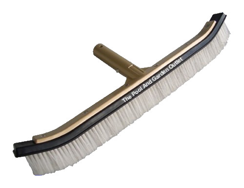 18" Curved Nylon & Stainless Steel Mixed Bristle Pool Brush w/Aluminum Handle
