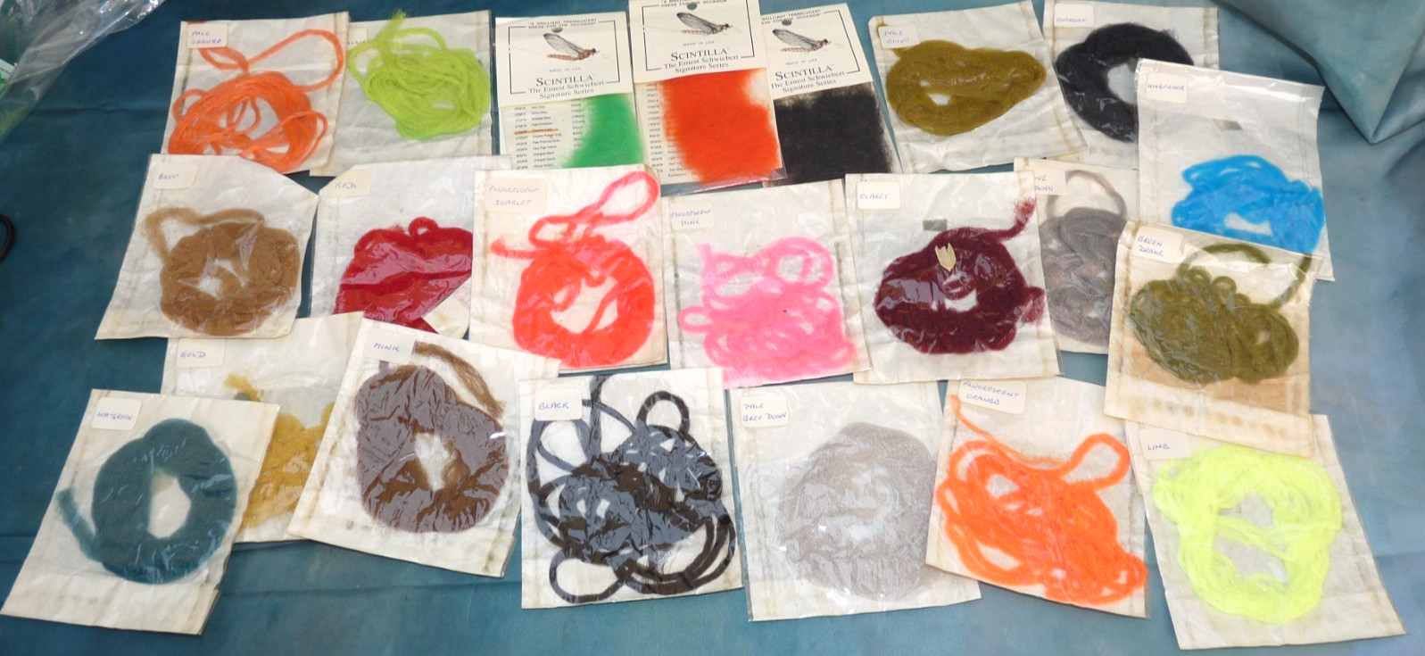 lot Scintilla USA dubbing in packets , dyed wool fly tying 475