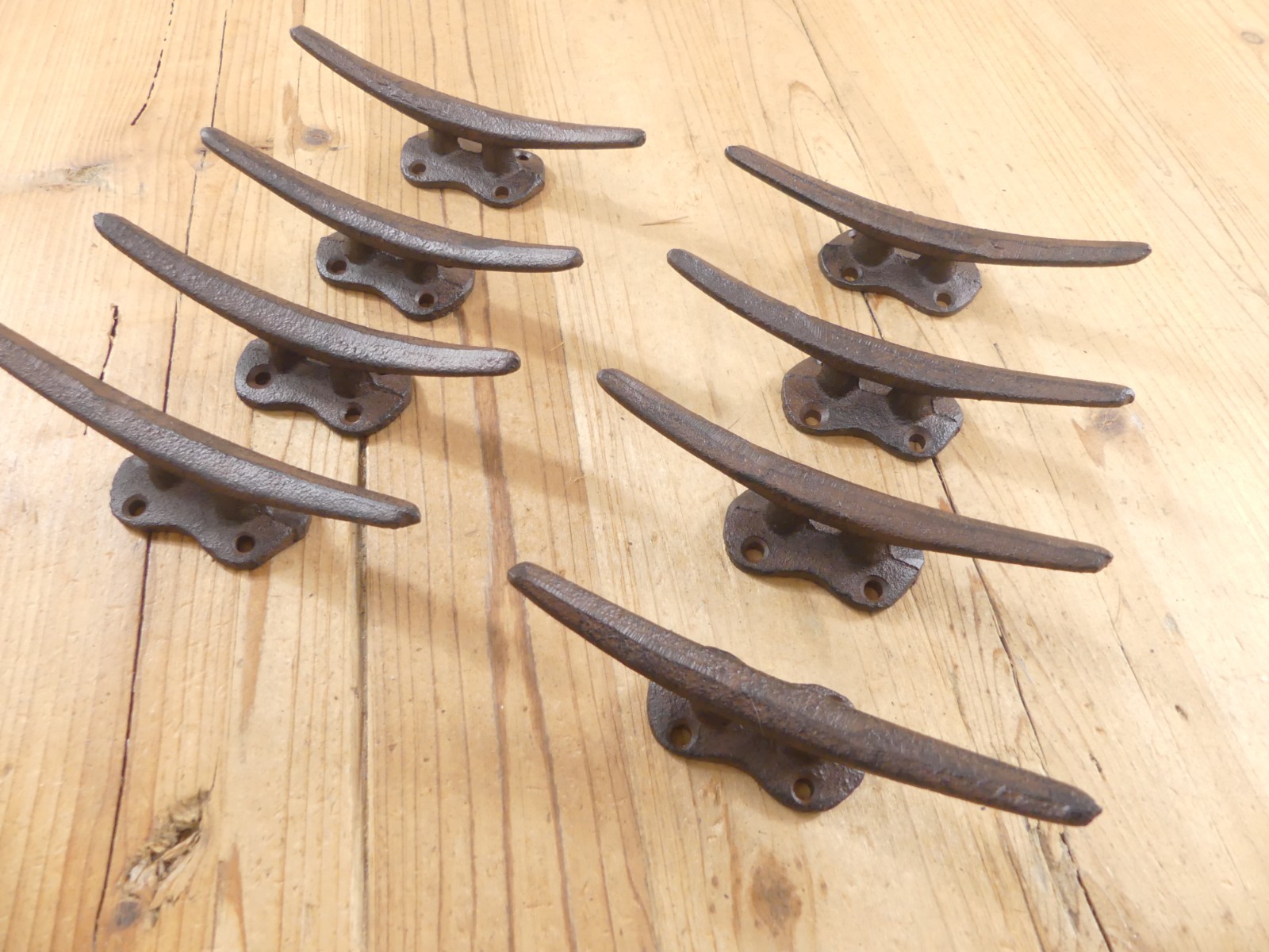8 Cleat Boat Hooks Handles Pulls Cast Iron Dock Nautical Decor Rustic Finish