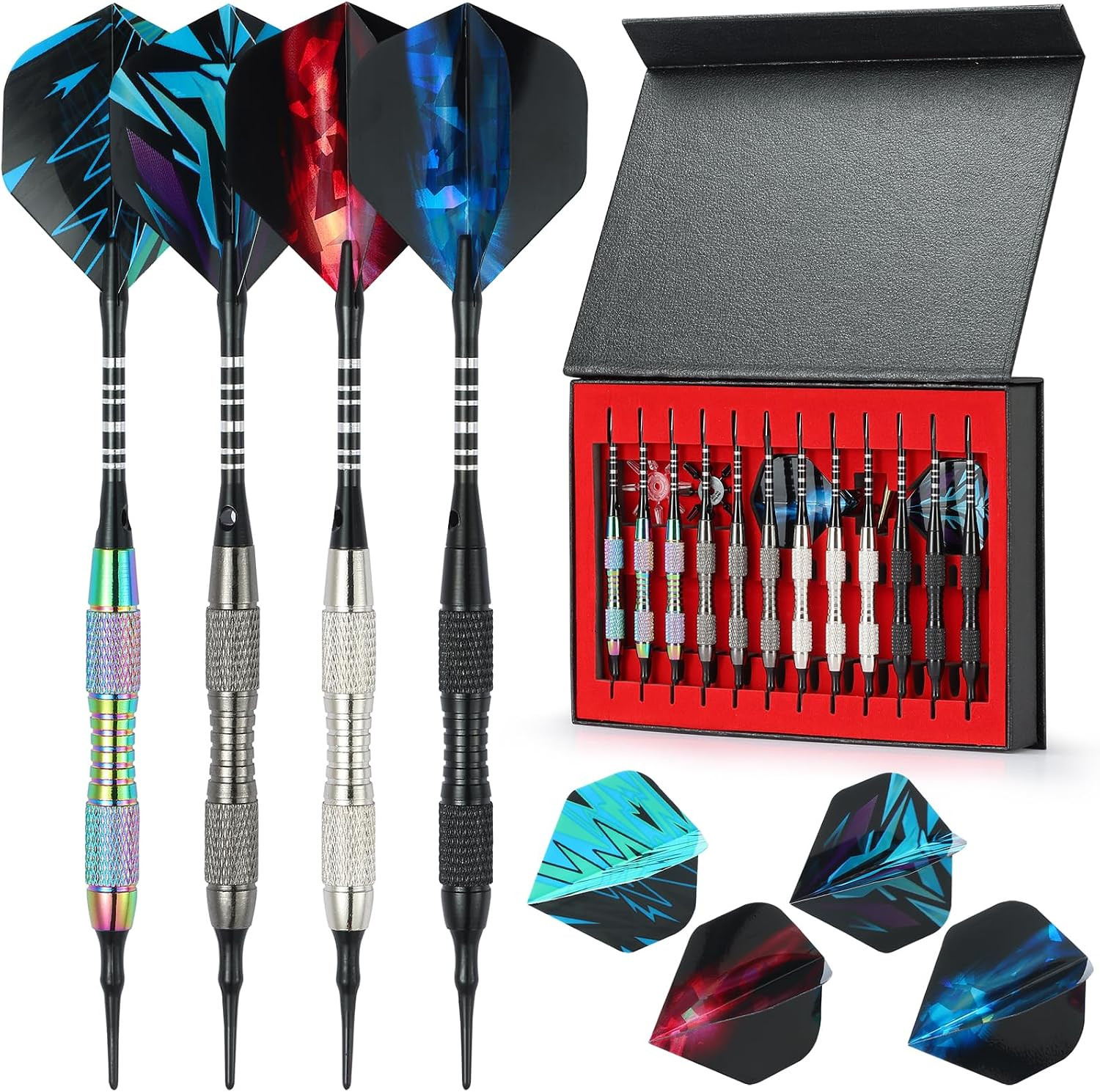 Soft Tip Darts Set with Gift Box Dart Case Professional Darts Plastic Tip with 1