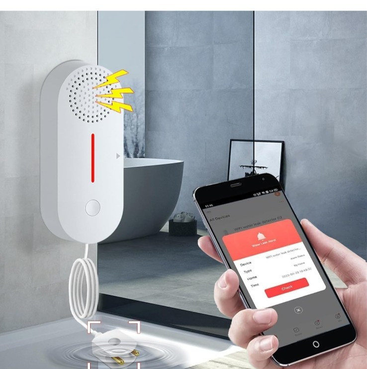 Smart Low Water Alarm Sound Light Alert Leak Detector Sink Overflow Sensor
